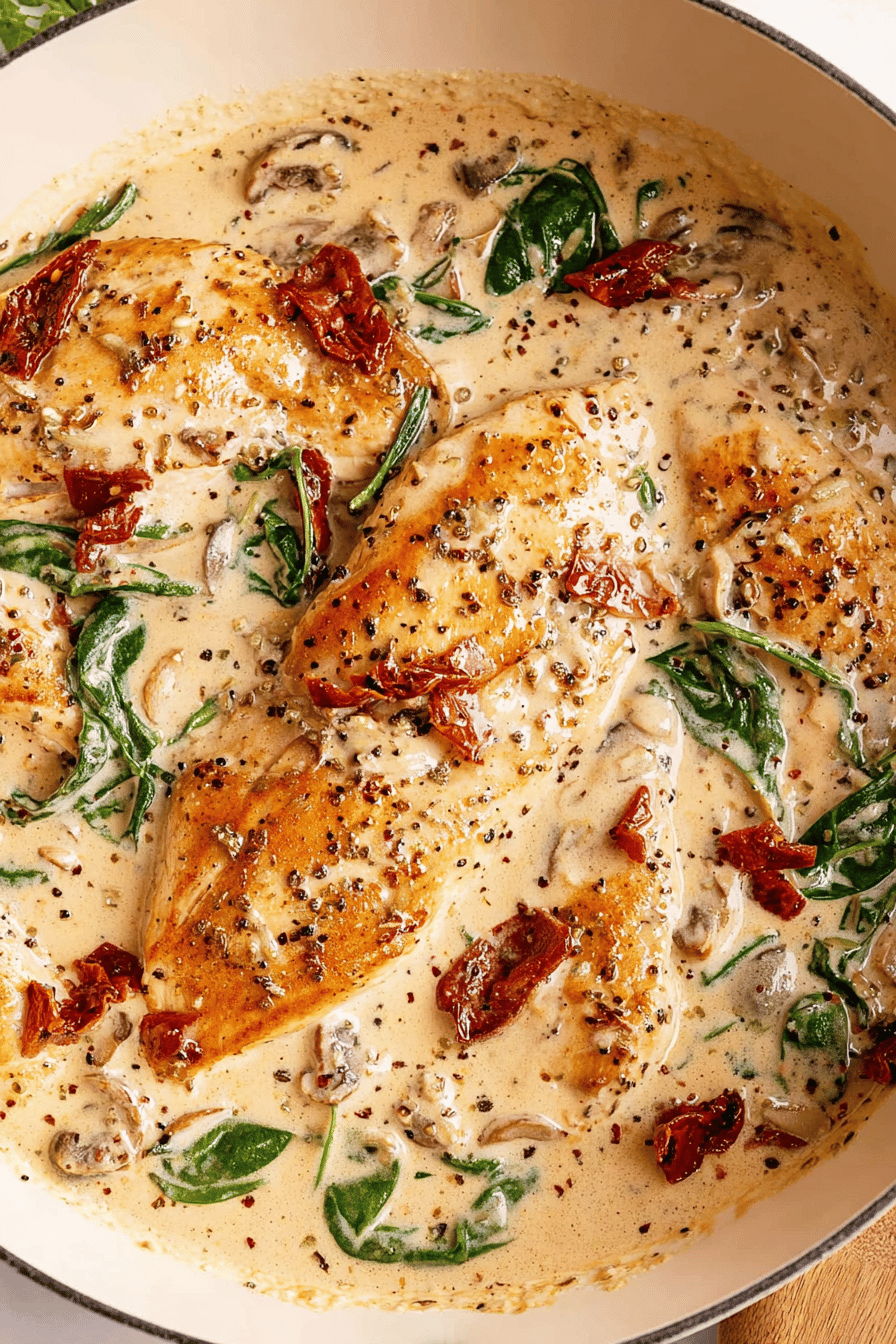 Creamy Tuscan Chicken Cutlets with Spinach