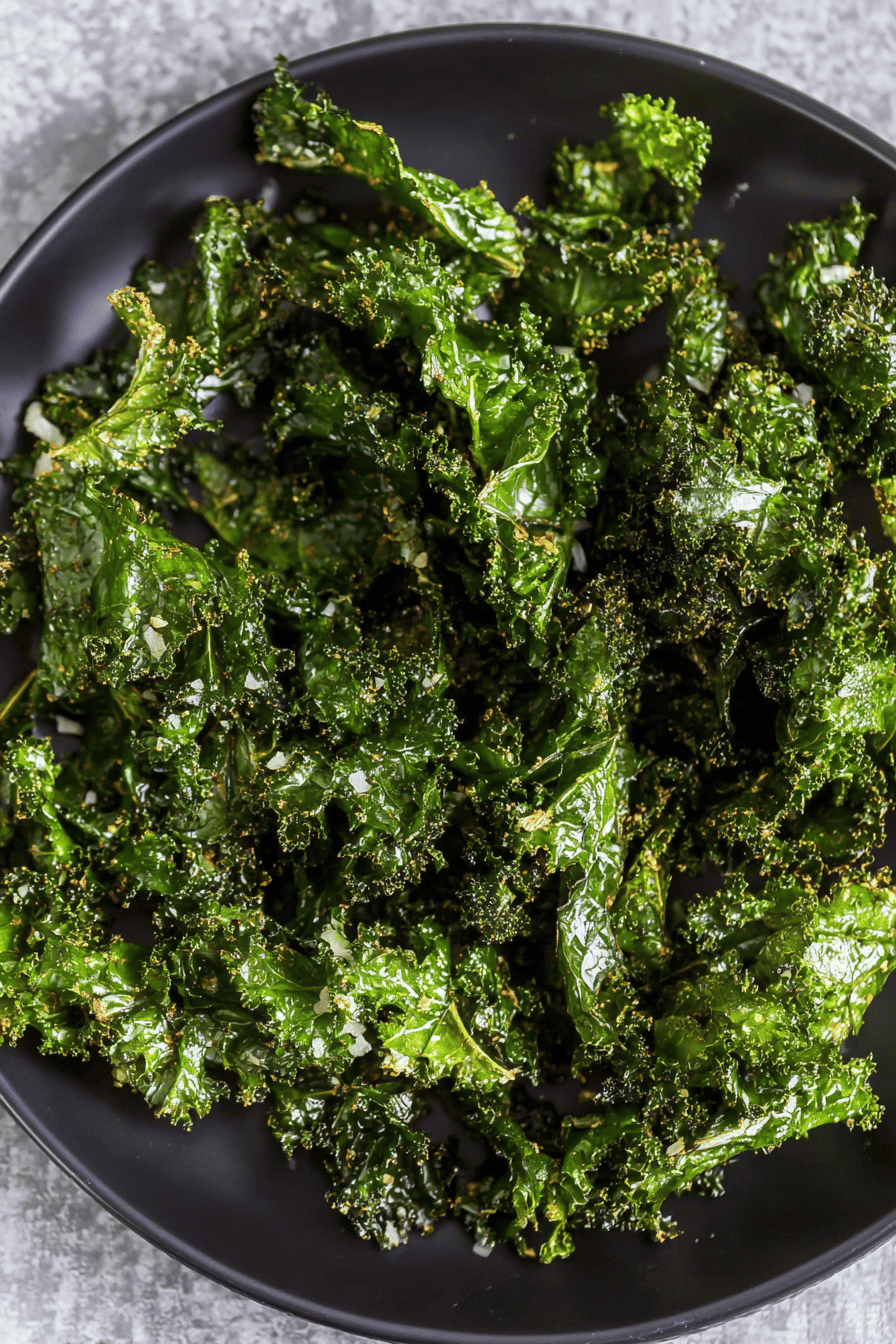Crispy Air Fryer Kale Chips in Three Ingredients