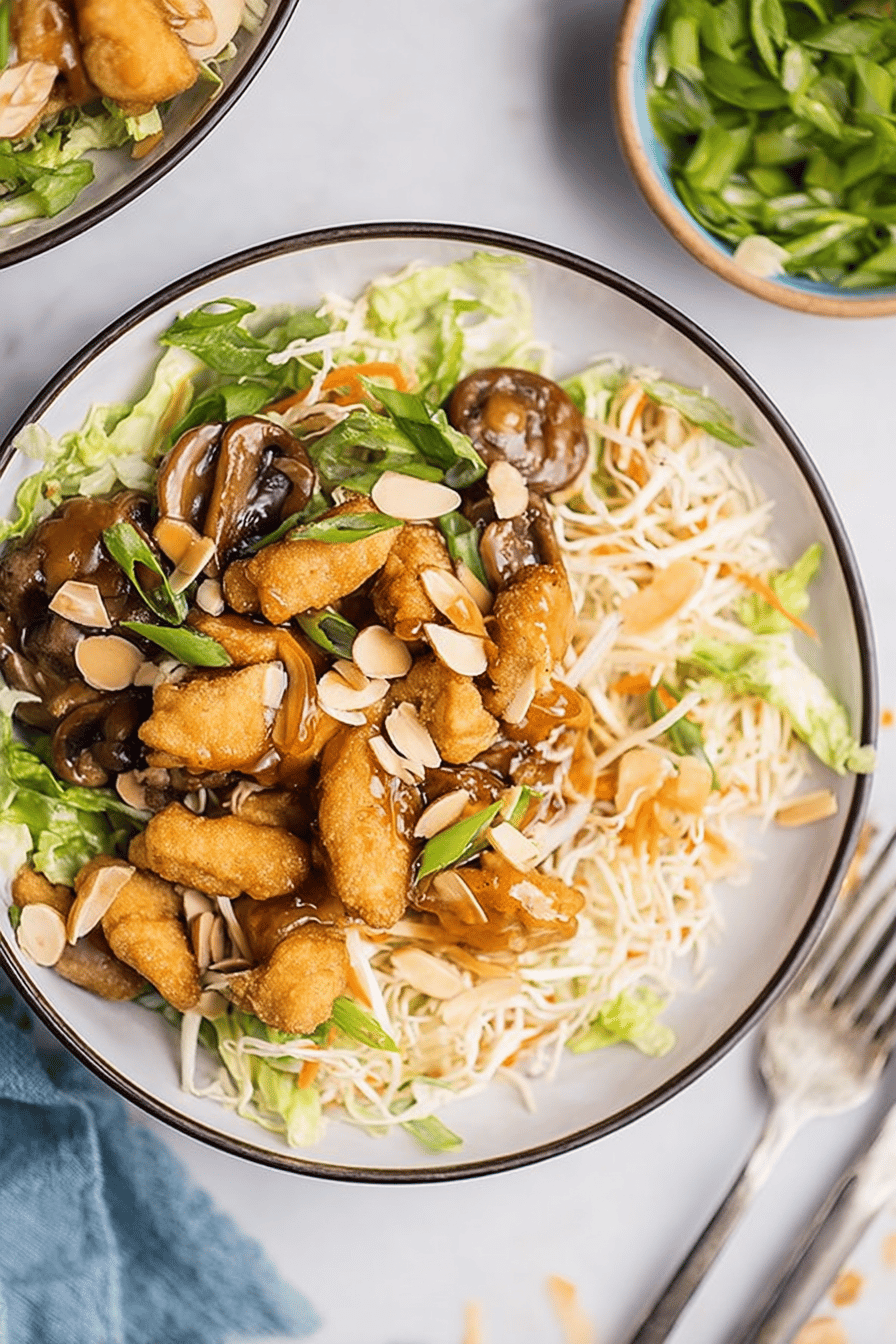 Crispy Almond Chicken with Mushroom Gravy