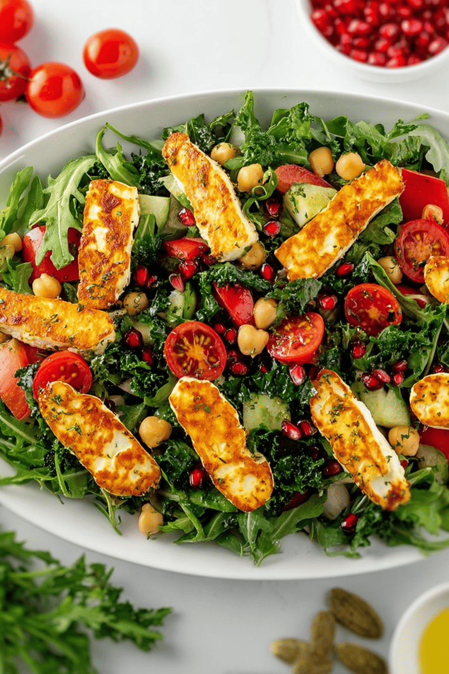 Crispy Fried Halloumi Salad with Tangy Vinaigrette
