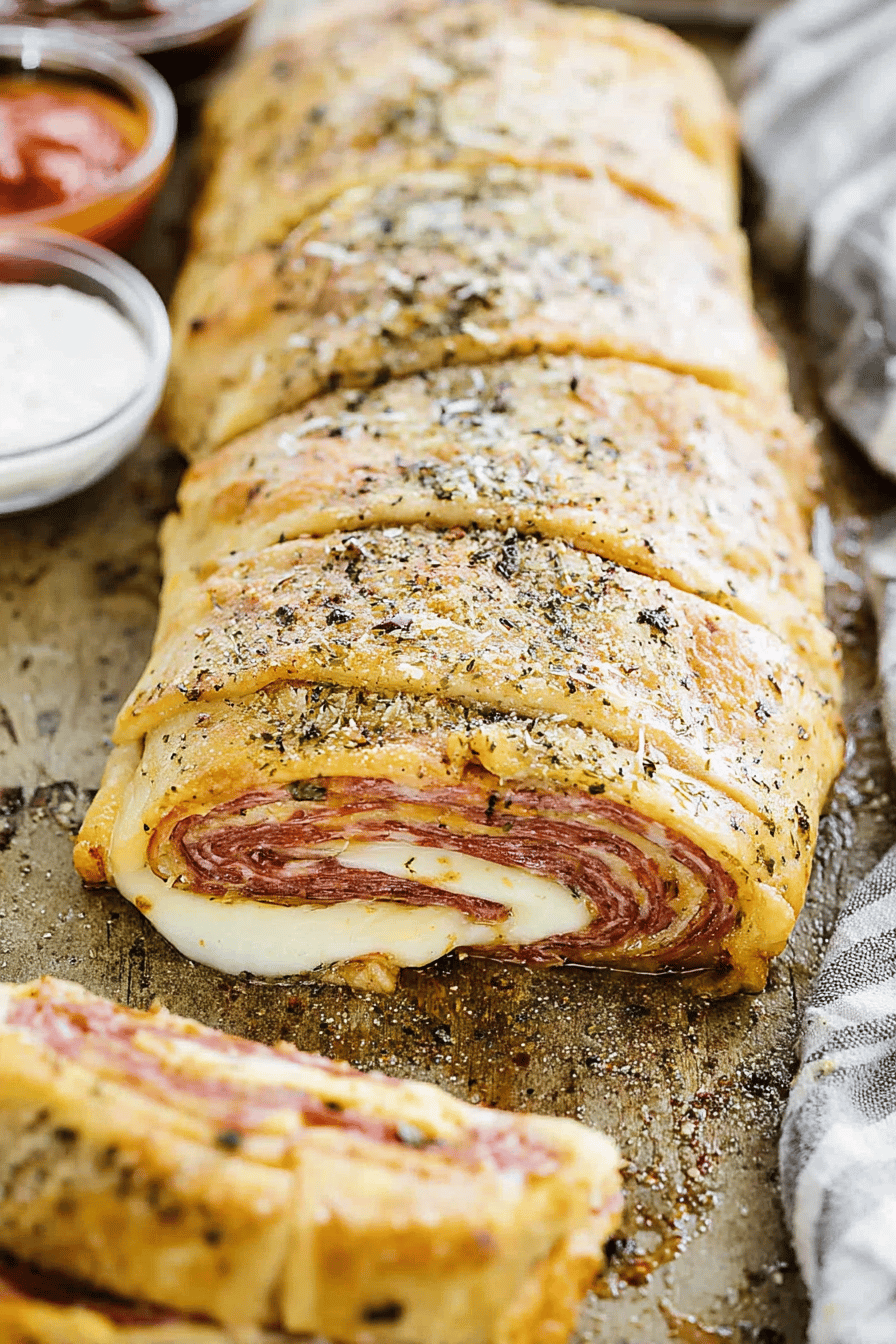 Easy Ham and Cheese Stromboli with Salami