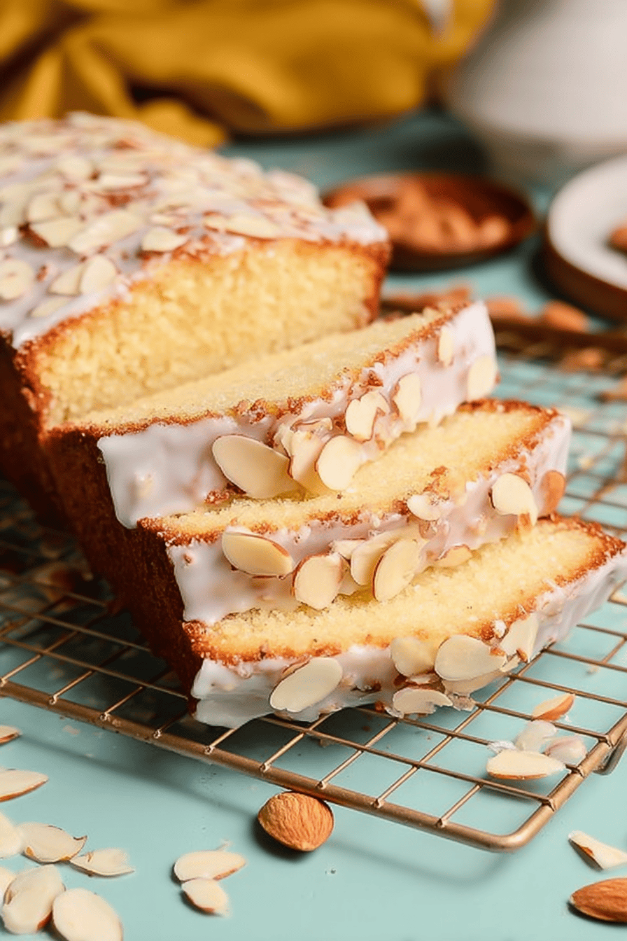 Easy Moist Almond Pound Cake with Glaze