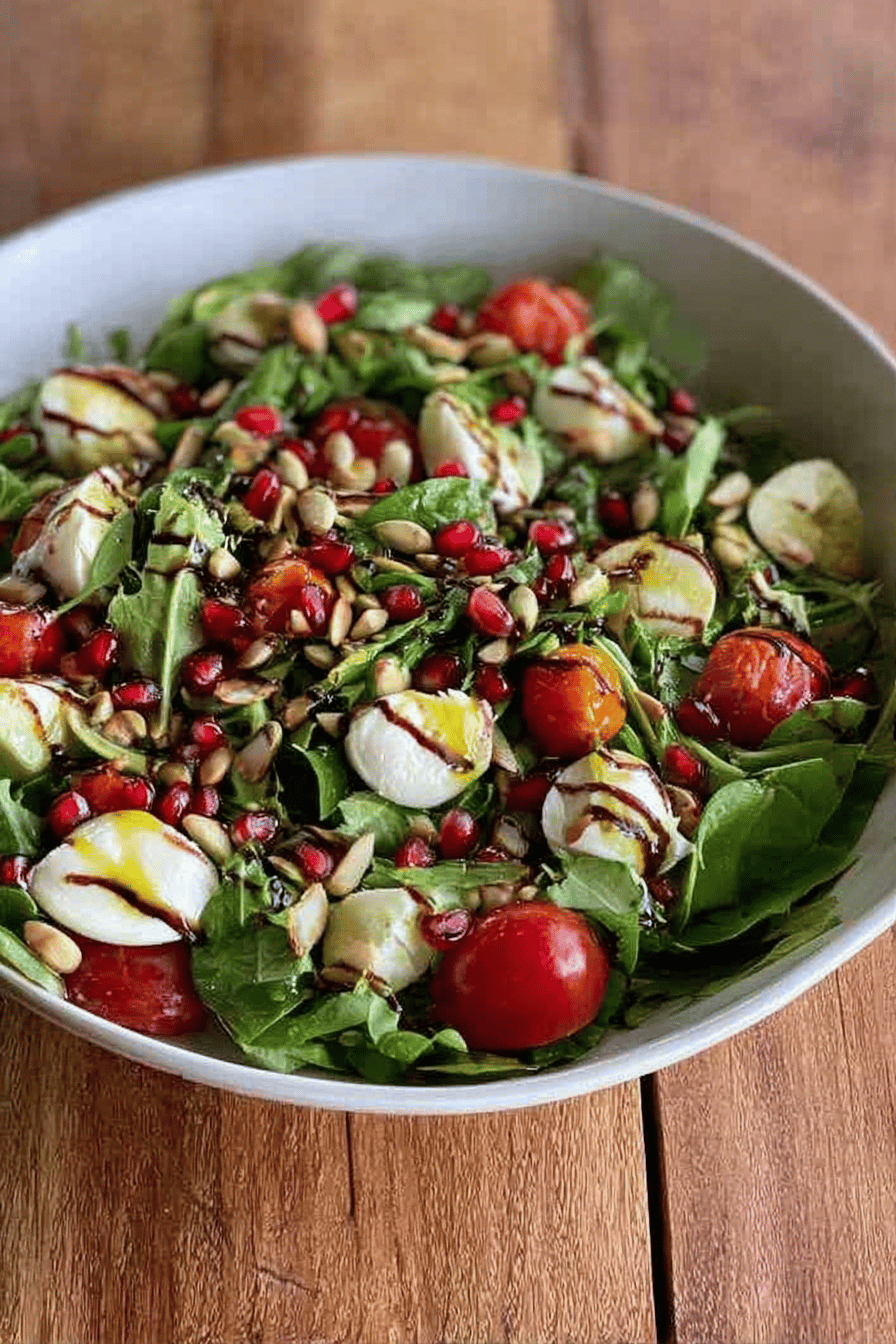 Festive Green Salad with Pomegranate and Tomatoes