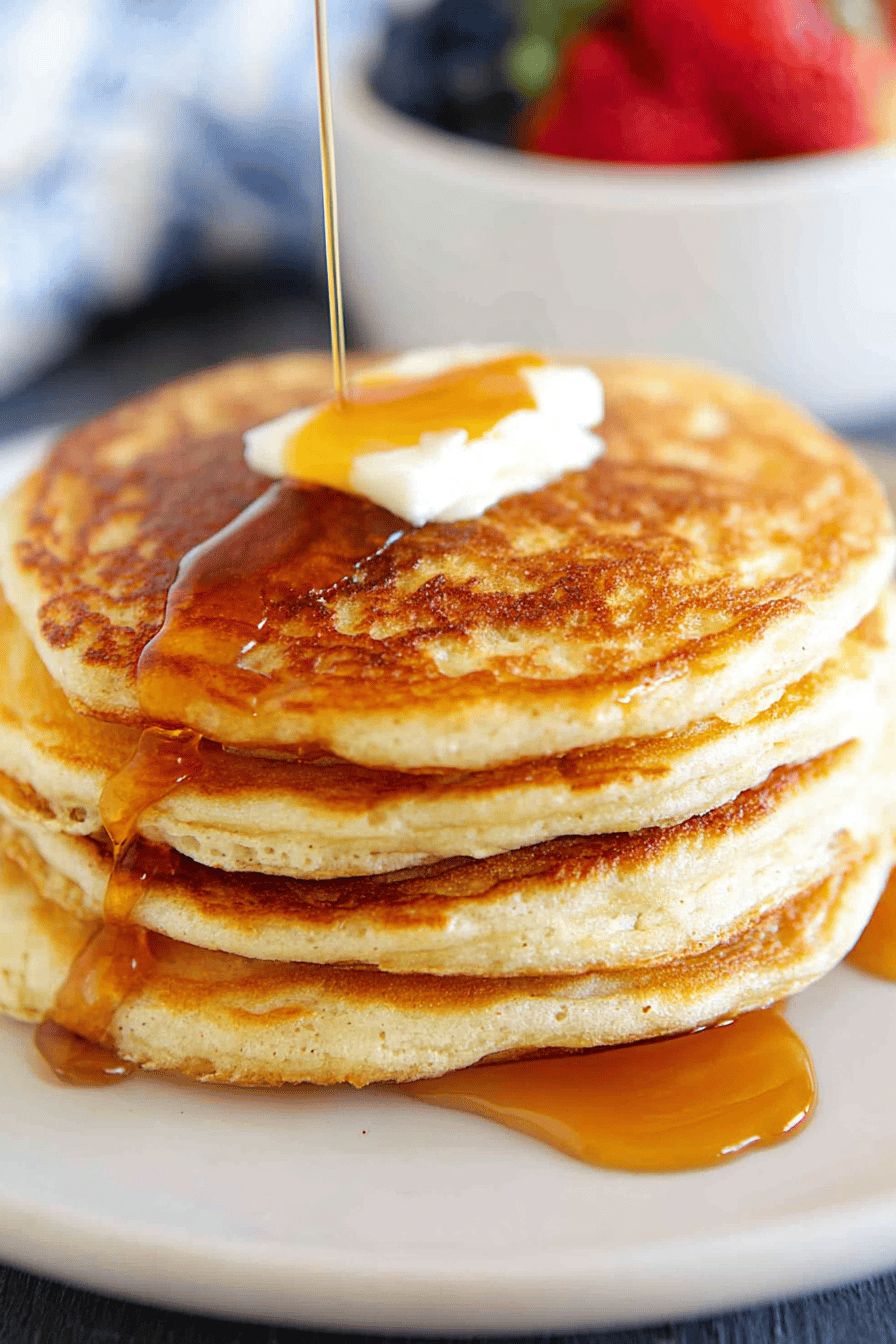 Fluffy Golden Sourdough Pancakes