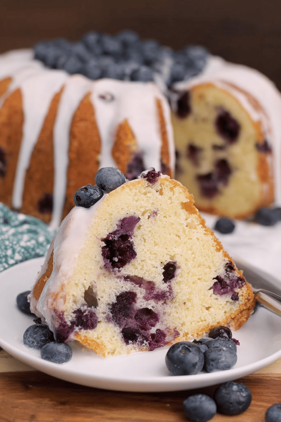Fresh Blueberry Vanilla Glazed Pound Cake