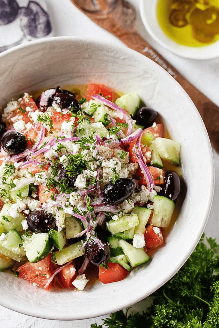 Fresh Greek Salad with Herby Dressing