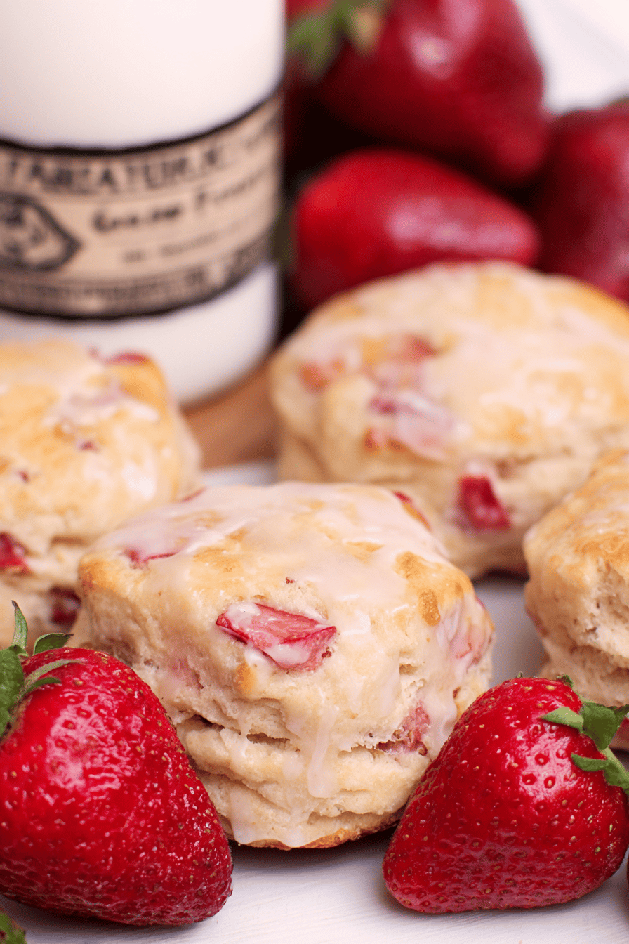 Fresh Strawberry Biscuits with Vanilla Glaze