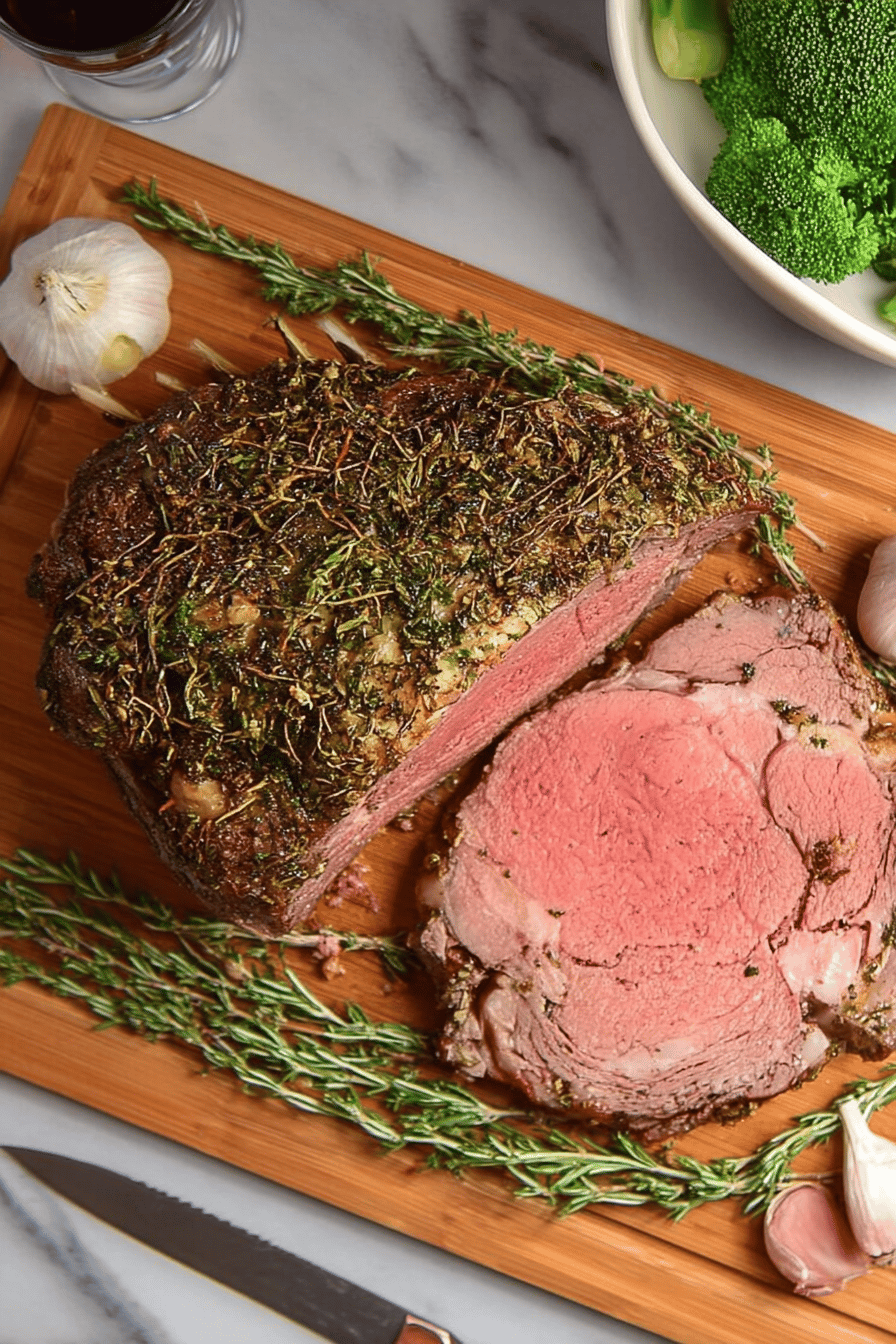 Garlic Herb Crusted Prime Rib with Horseradish Sauce