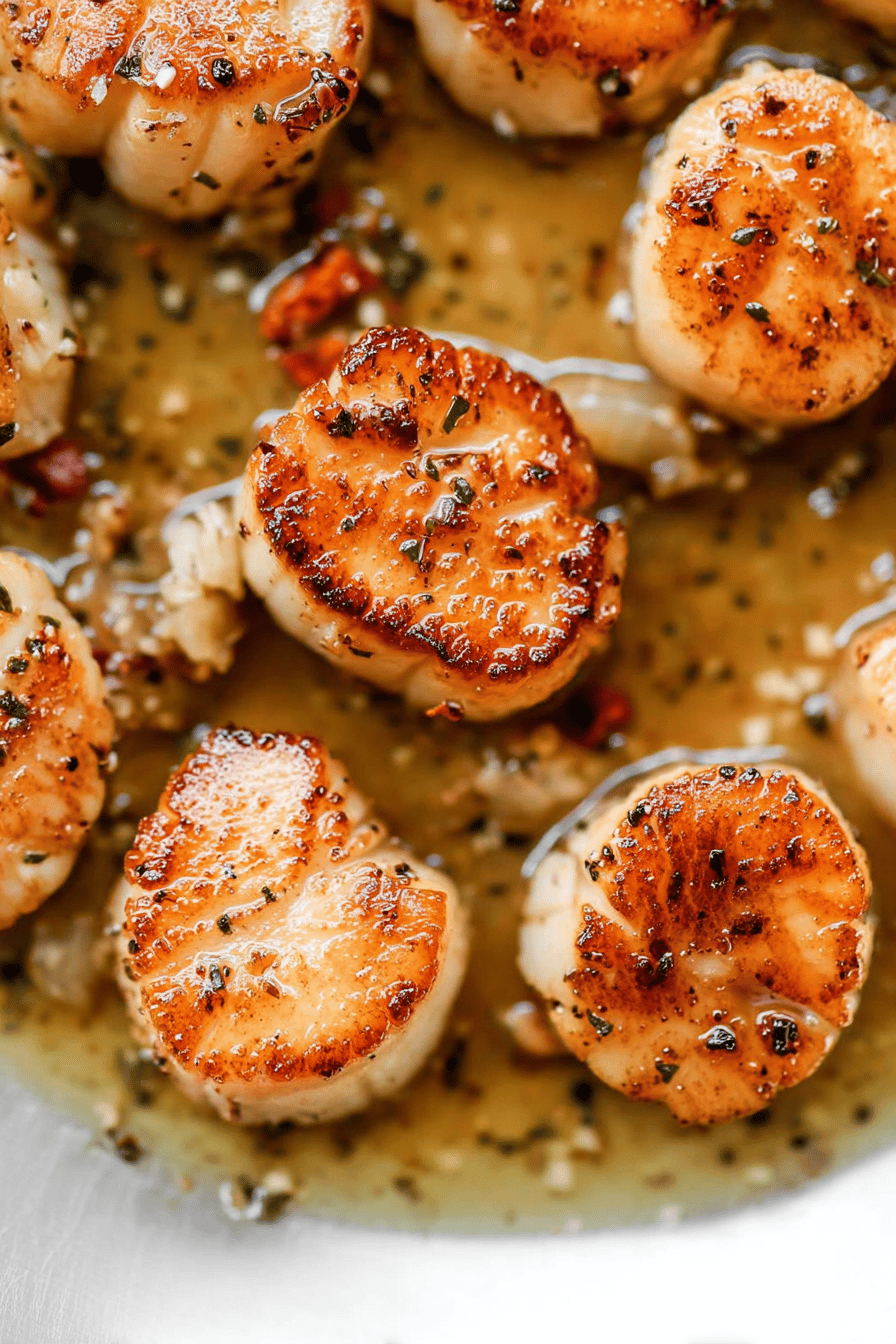 Golden-Crusted Pan-Seared Scallops with Garlic Butter