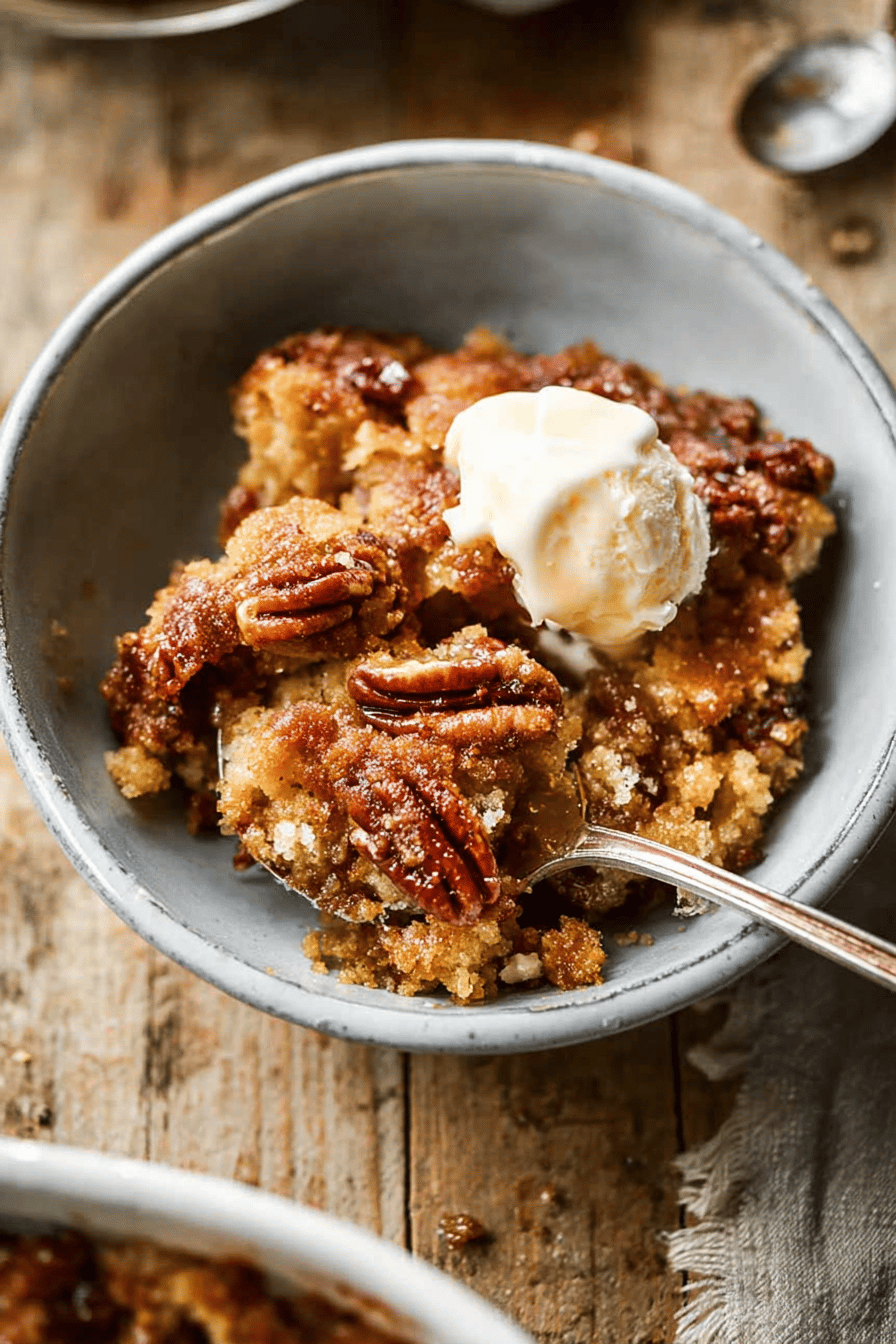 Gooey Pecan Cobbler with Cake-Like Topping