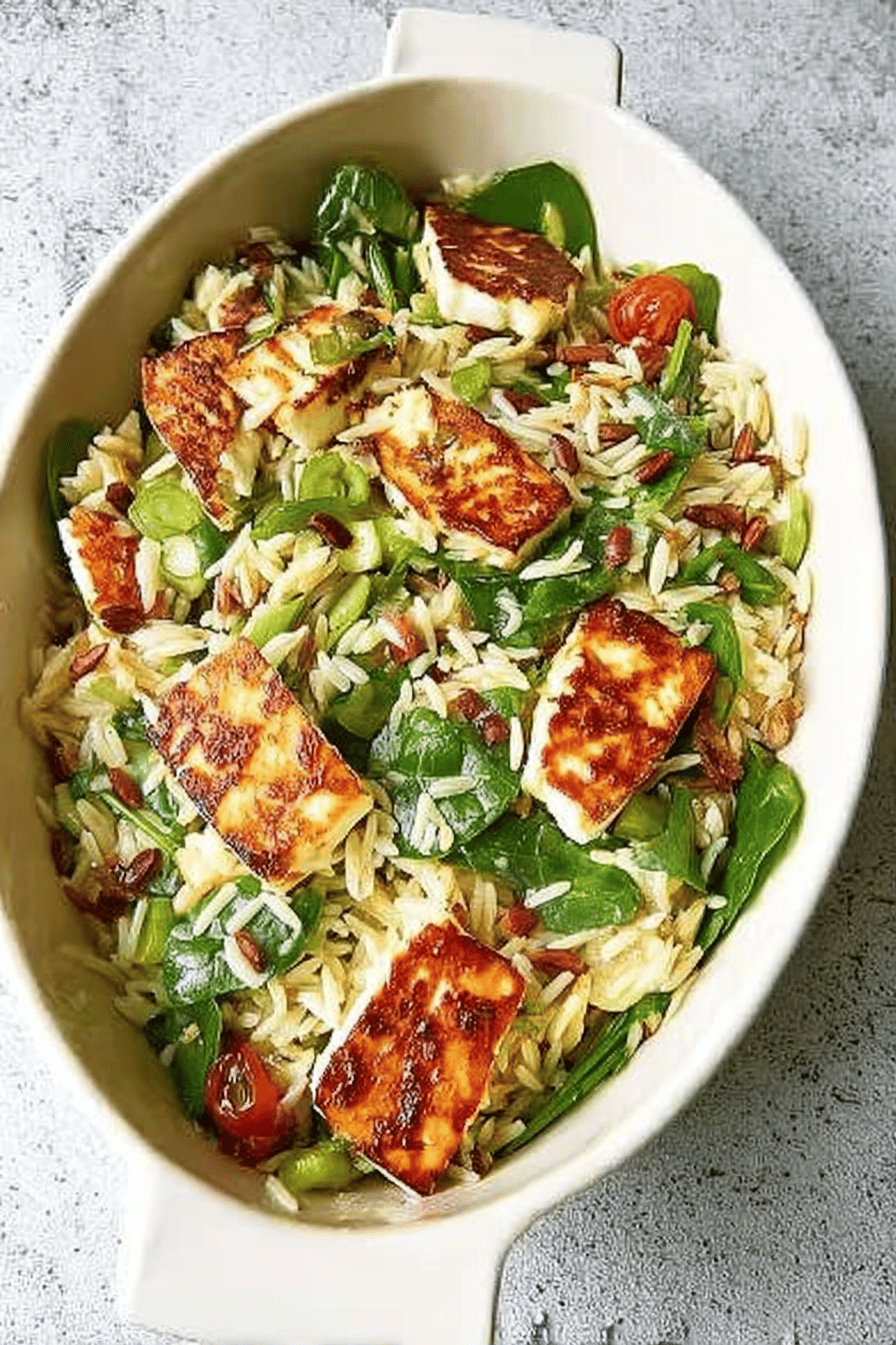 Grilled Haloumi and Orzo BBQ Salad