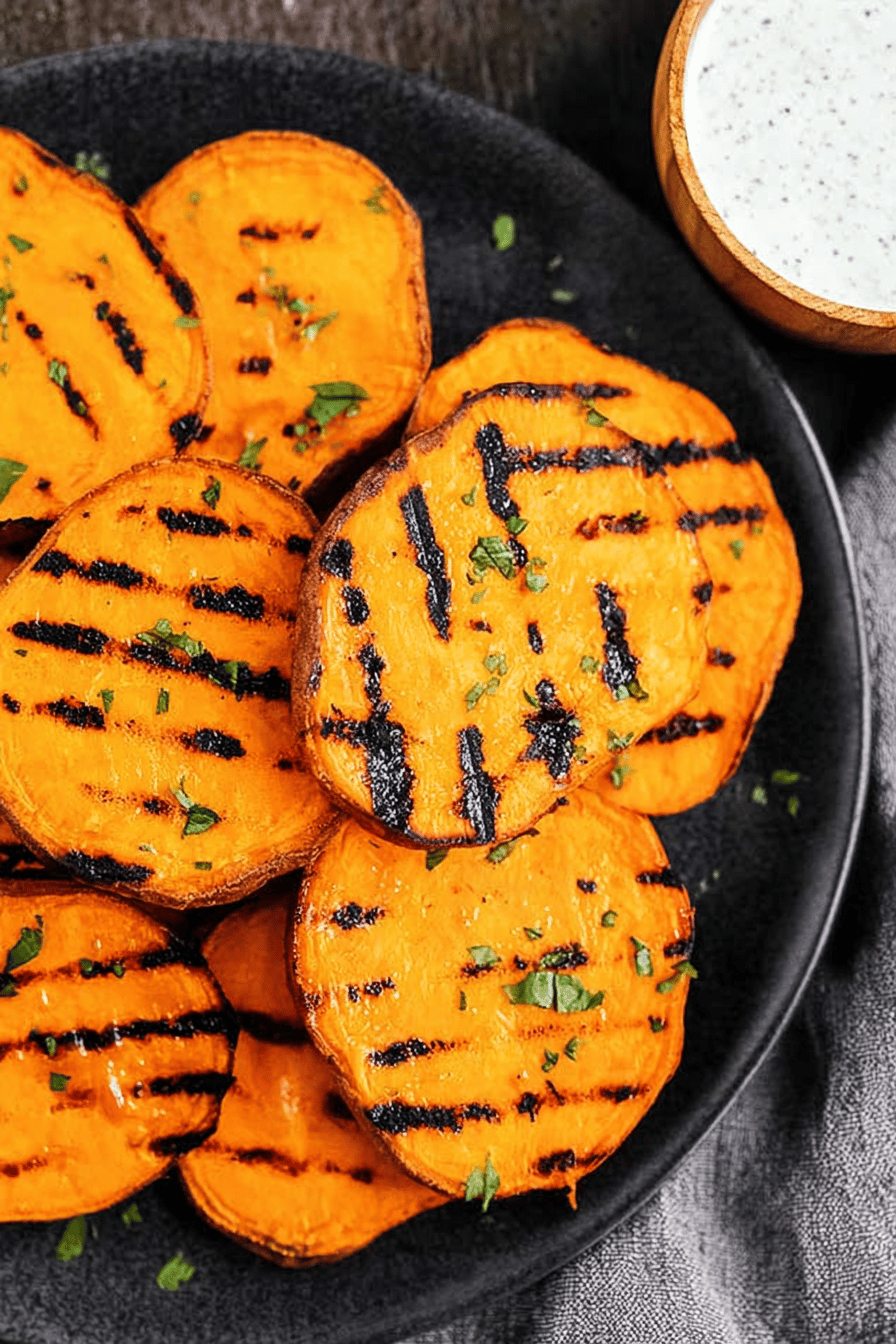 Grilled Sweet Potatoes with Herbed Yogurt Dip