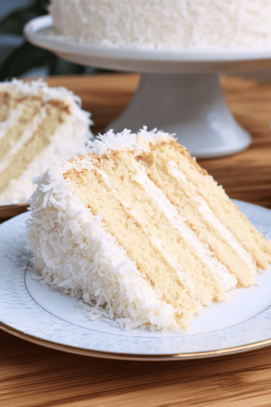 Homemade Coconut Cream Cake with Whipped Frosting