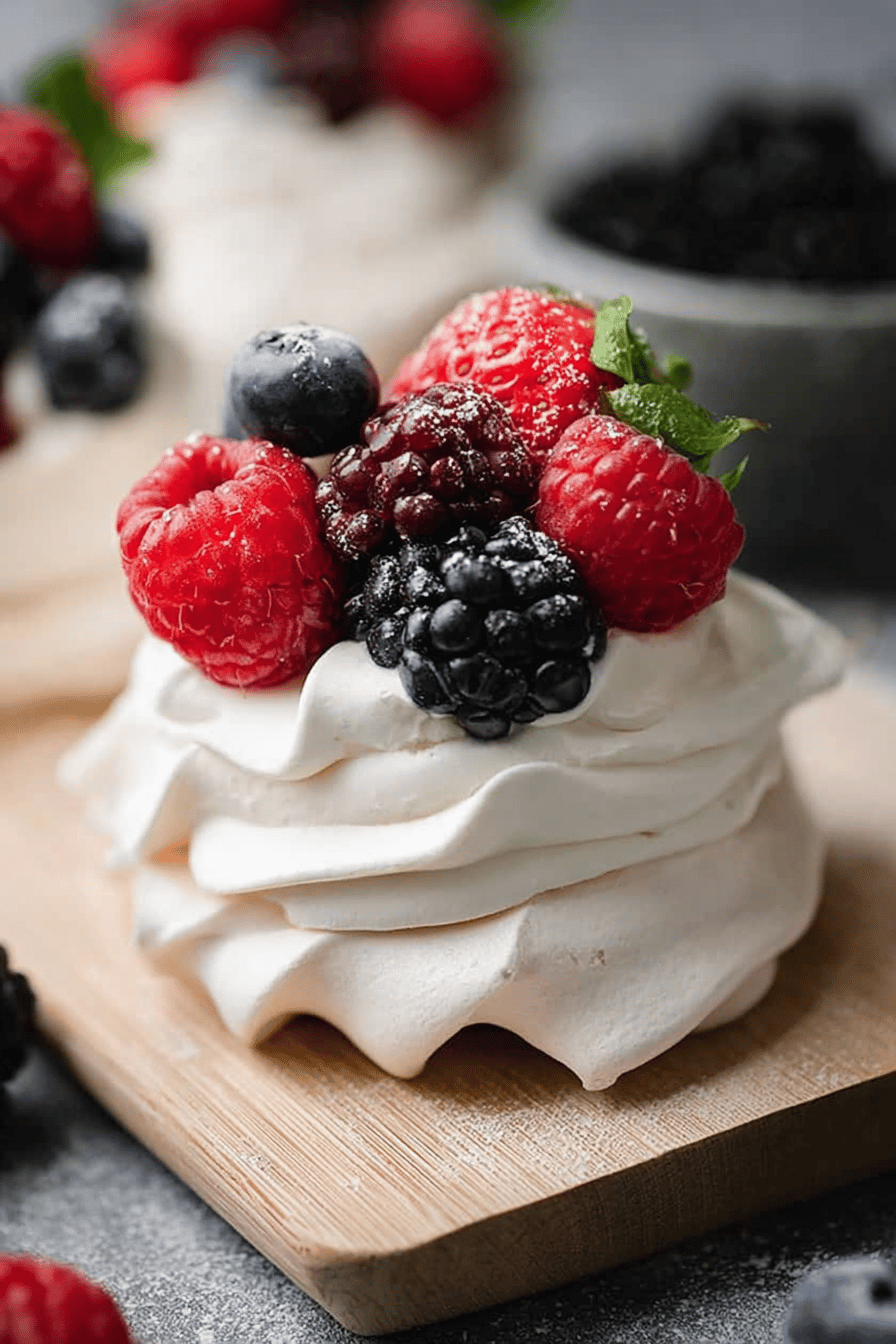 Mini Pavlova Delight with Berries & Cream