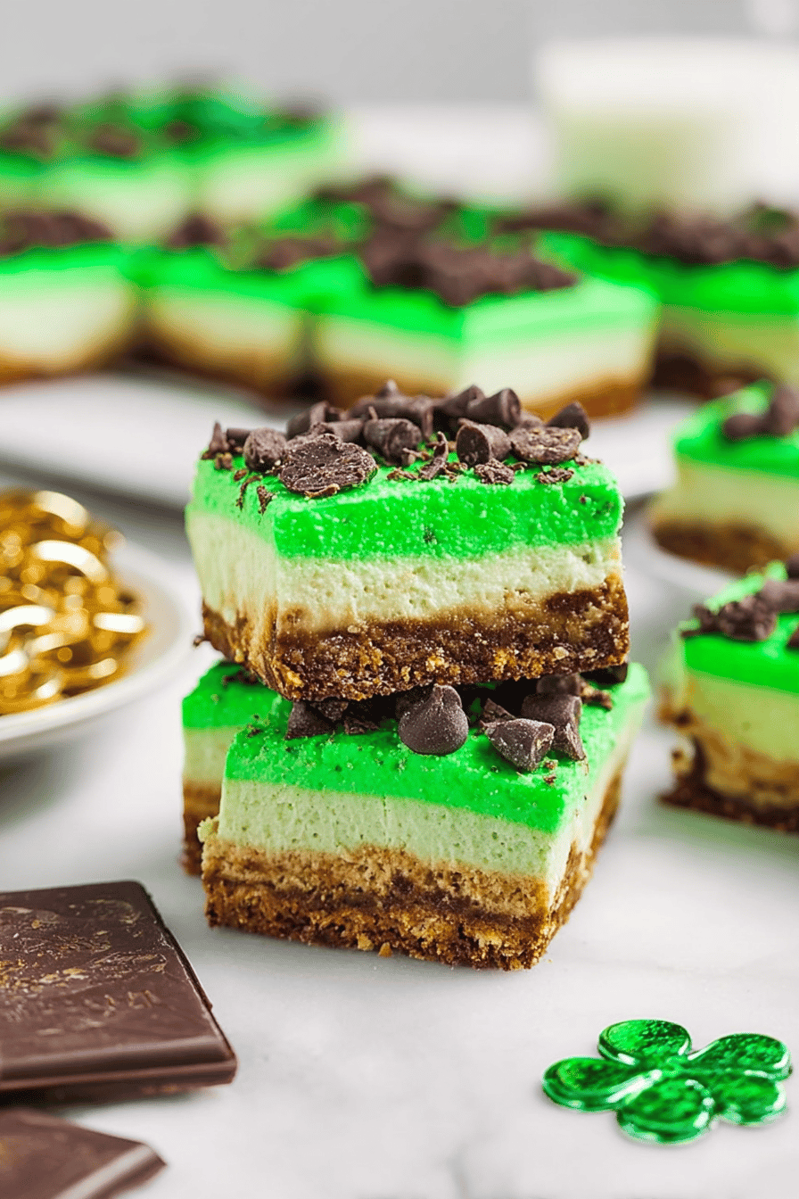 Minty Grasshopper Cheesecake Bars for St Patrick’s Day