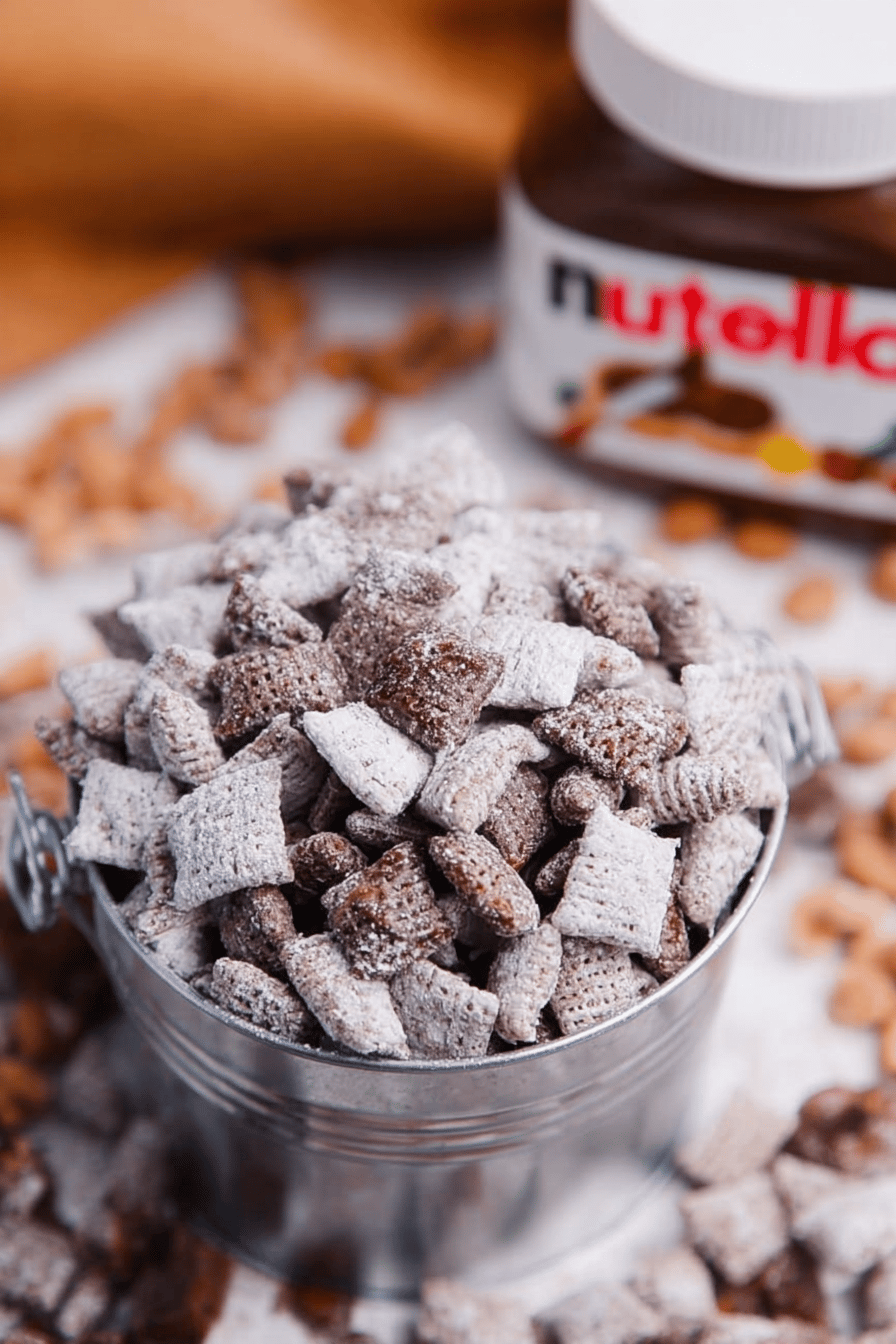 Nutella Puppy Chow Chex Mix Party Hit