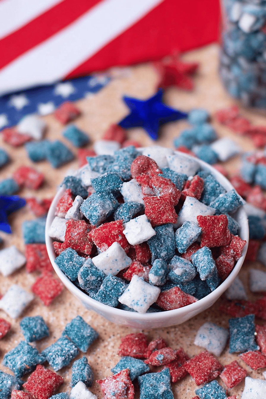 Patriotic Red White and Blue Puppy Chow
