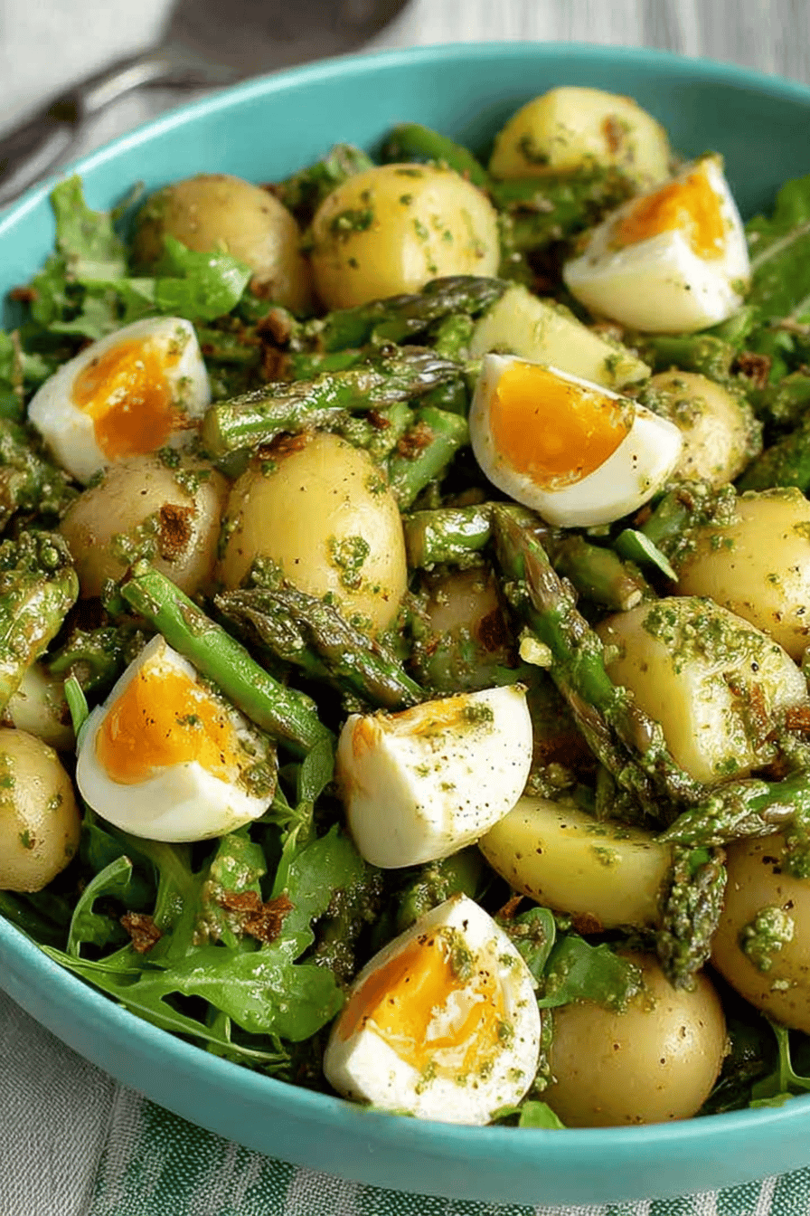 Pesto Potato Asparagus Salad with Pine Nuts