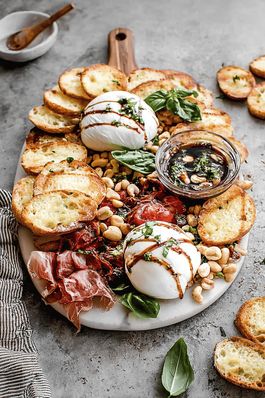 Quick Burrata Board with Pear & Prosciutto