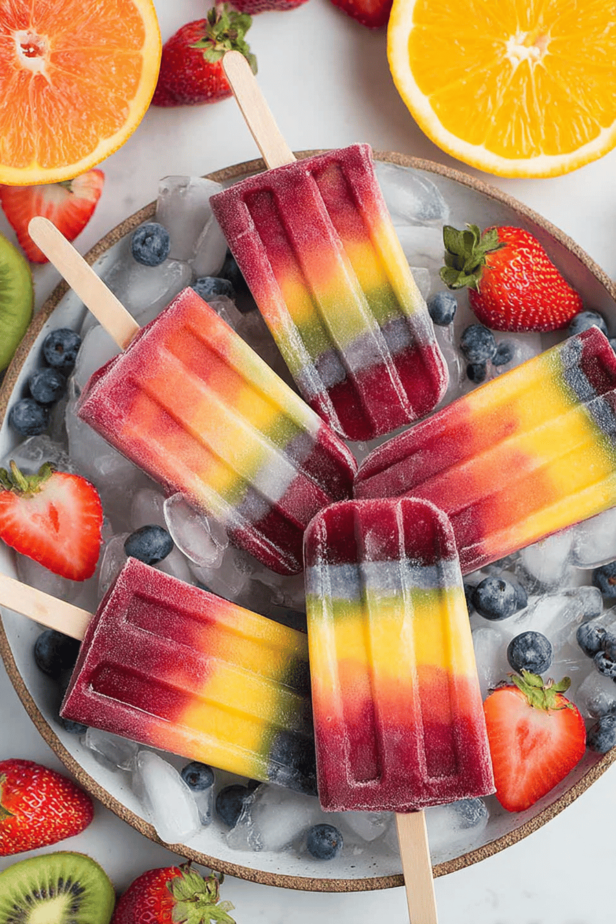 Rainbow Fruit Honey Popsicles for Summer