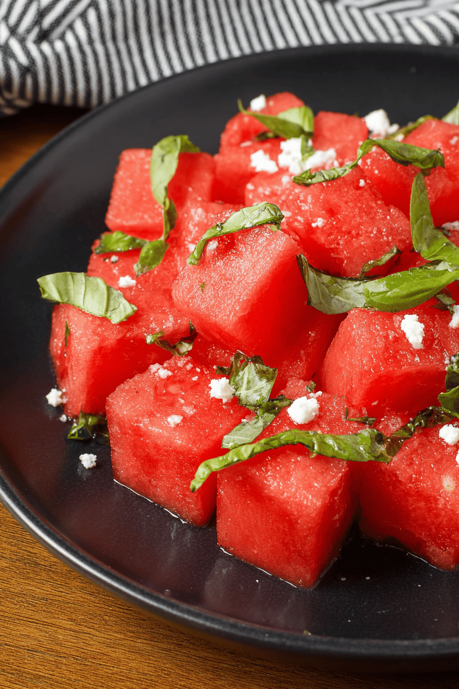 Refreshing Watermelon Basil Salad with Lemon