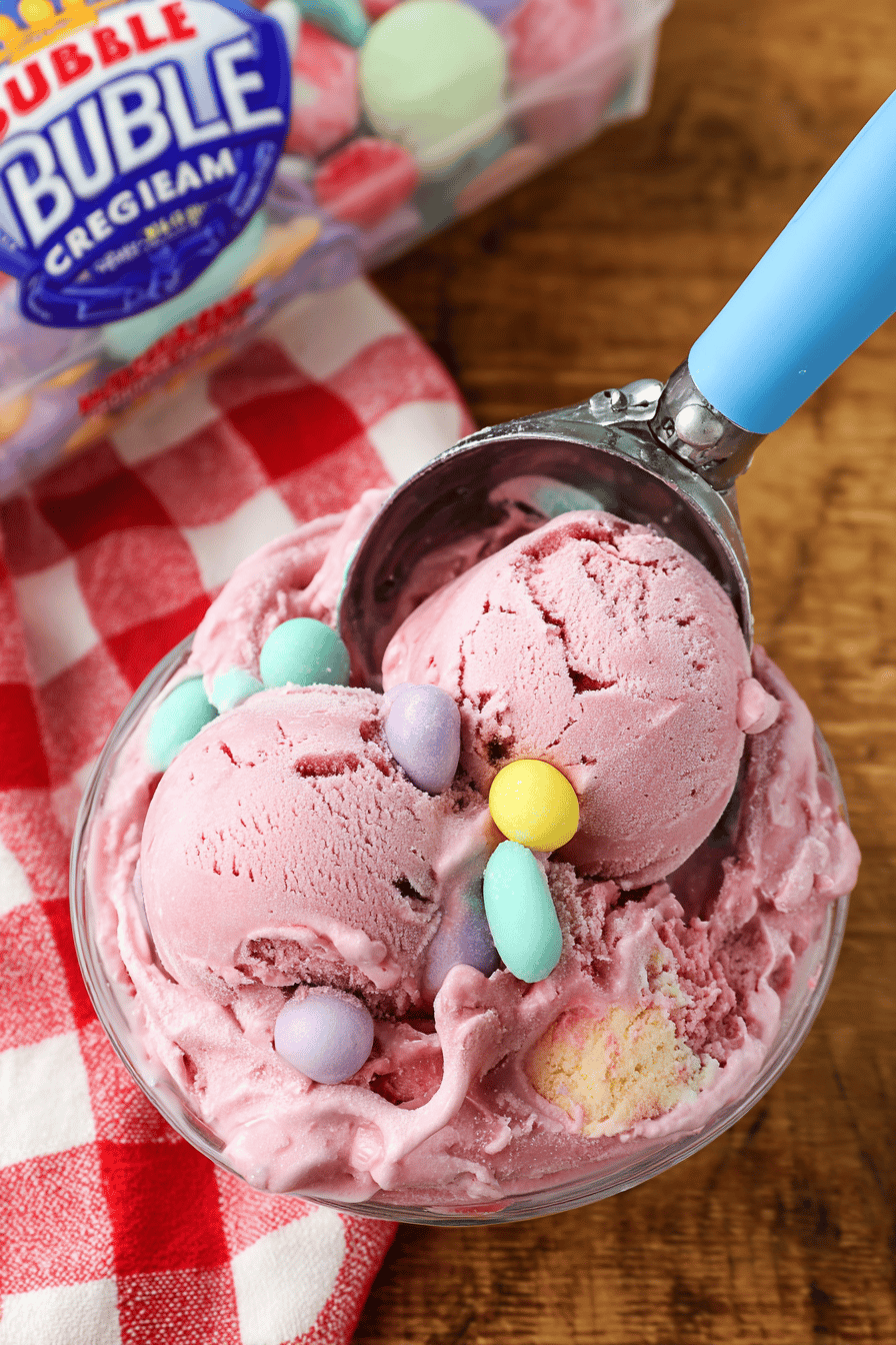 Retro Bubble Gum Ice Cream Bursting with Flavor