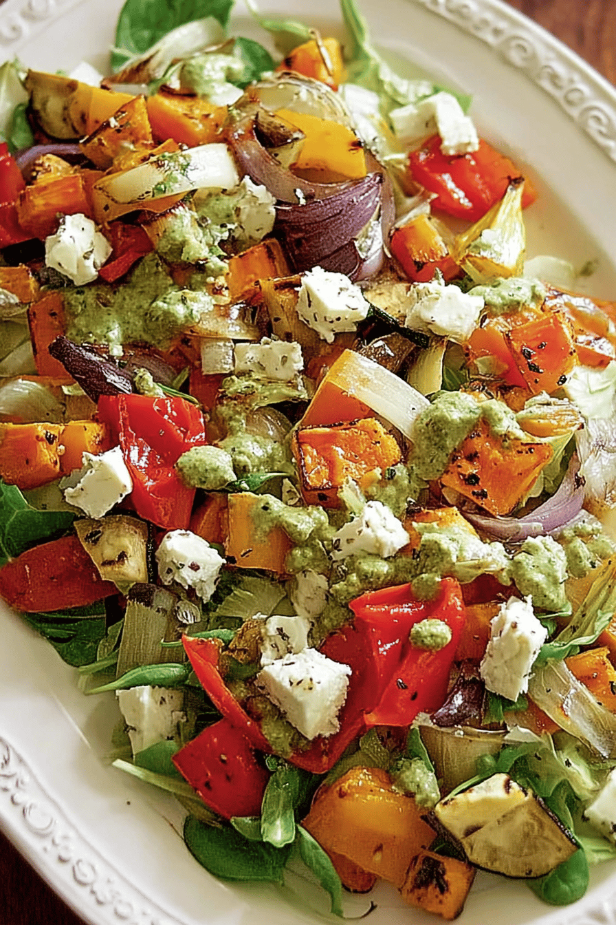 Roasted Kumara Pumpkin Spinach Salad with Pesto
