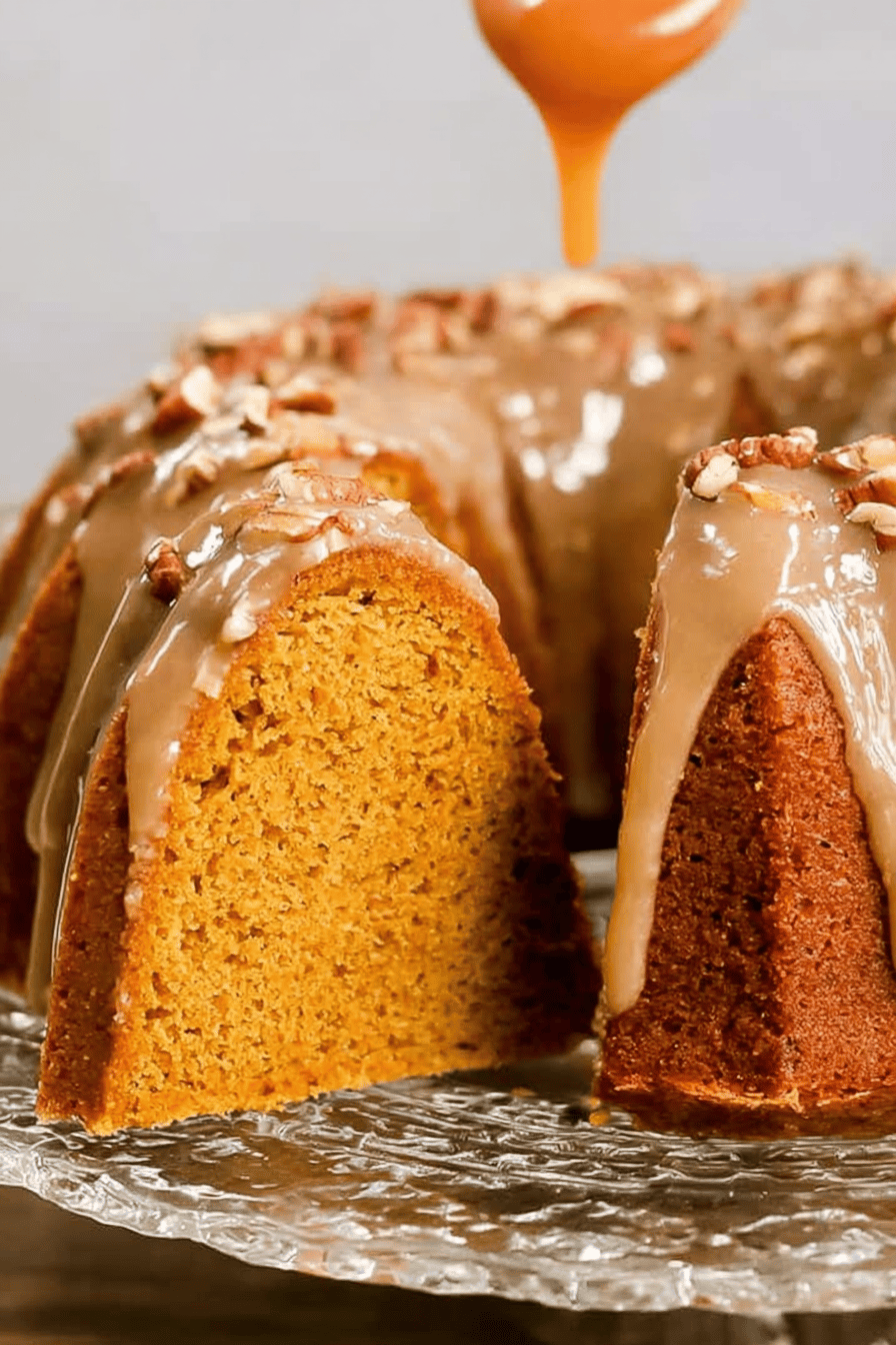 Spiced Sweet Potato Pound Cake with Brown Sugar Glaze