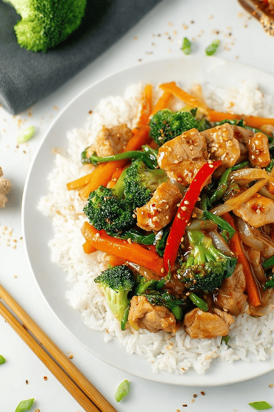 Sticky Pork Stir Fry with Crisp Veggies