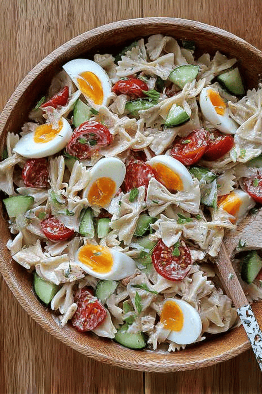 Summer Pasta Salad with Eggs and Tasty Dressing