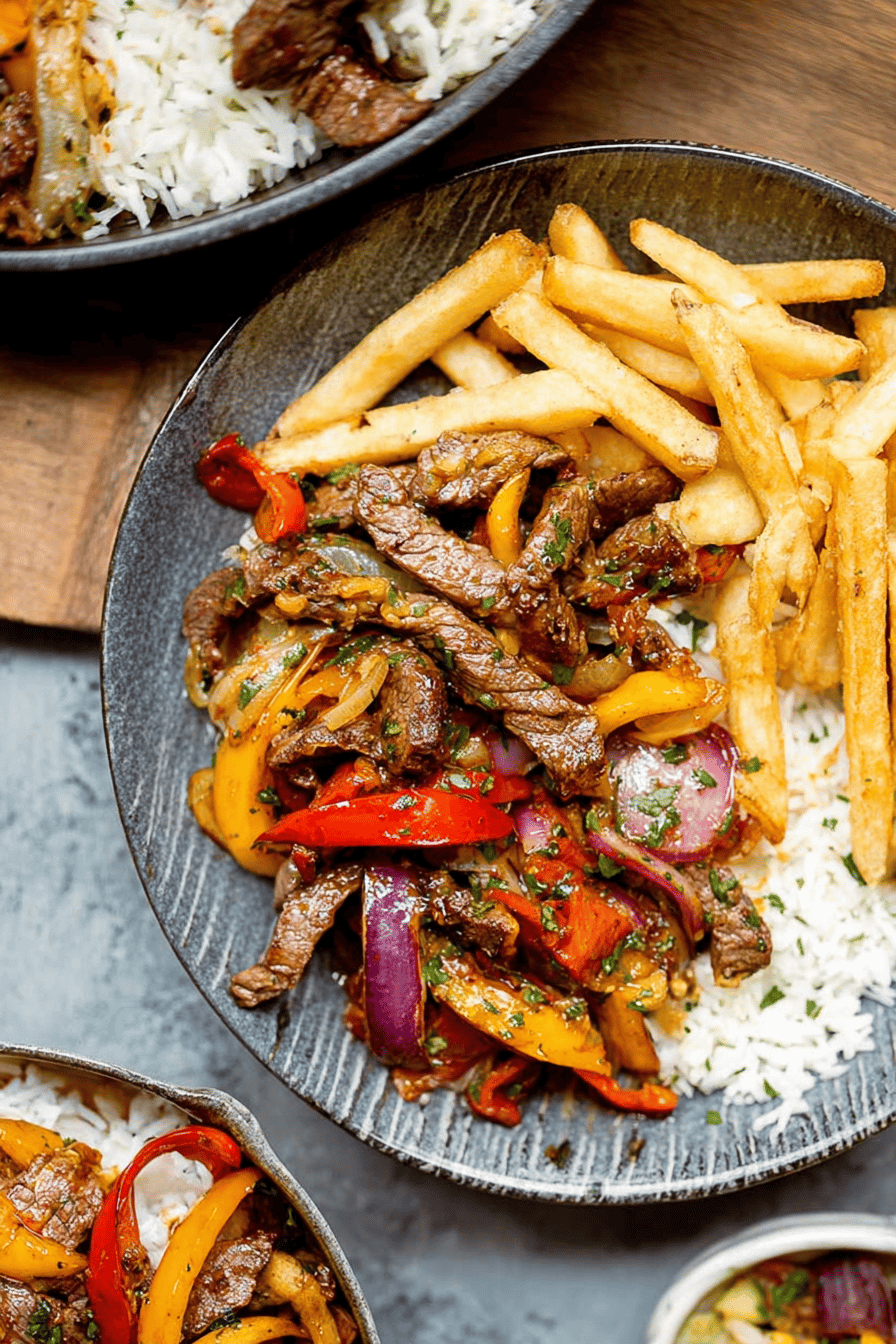 Tender Beef Lomo Saltado Stir-Fry with Rice