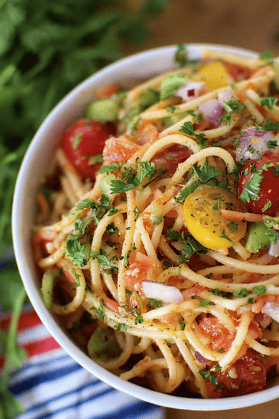Zesty Italian Ranch Spaghetti Salad for Cookouts