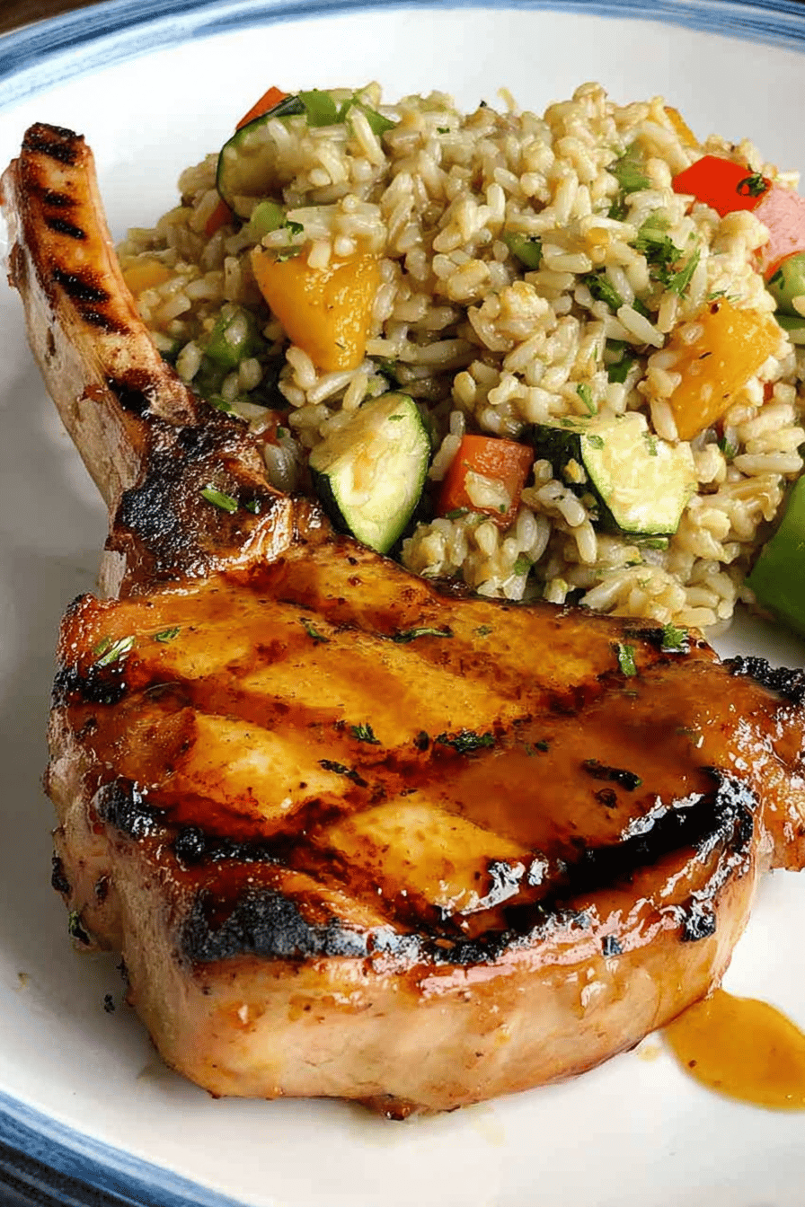 Apricot-Glazed Pork Chops with Brown Rice Salad