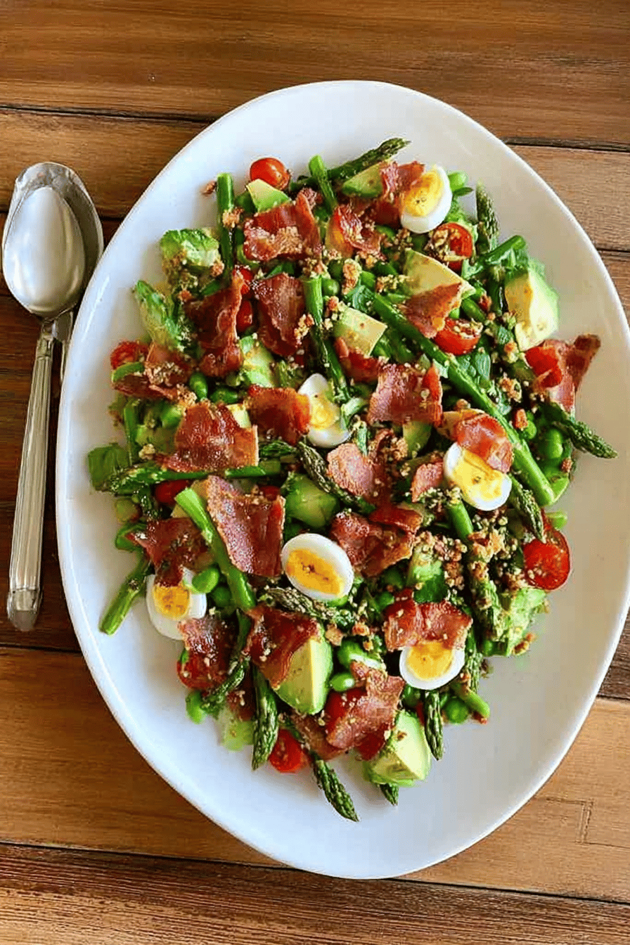 Asparagus Bacon Avocado Spring Salad with Pesto