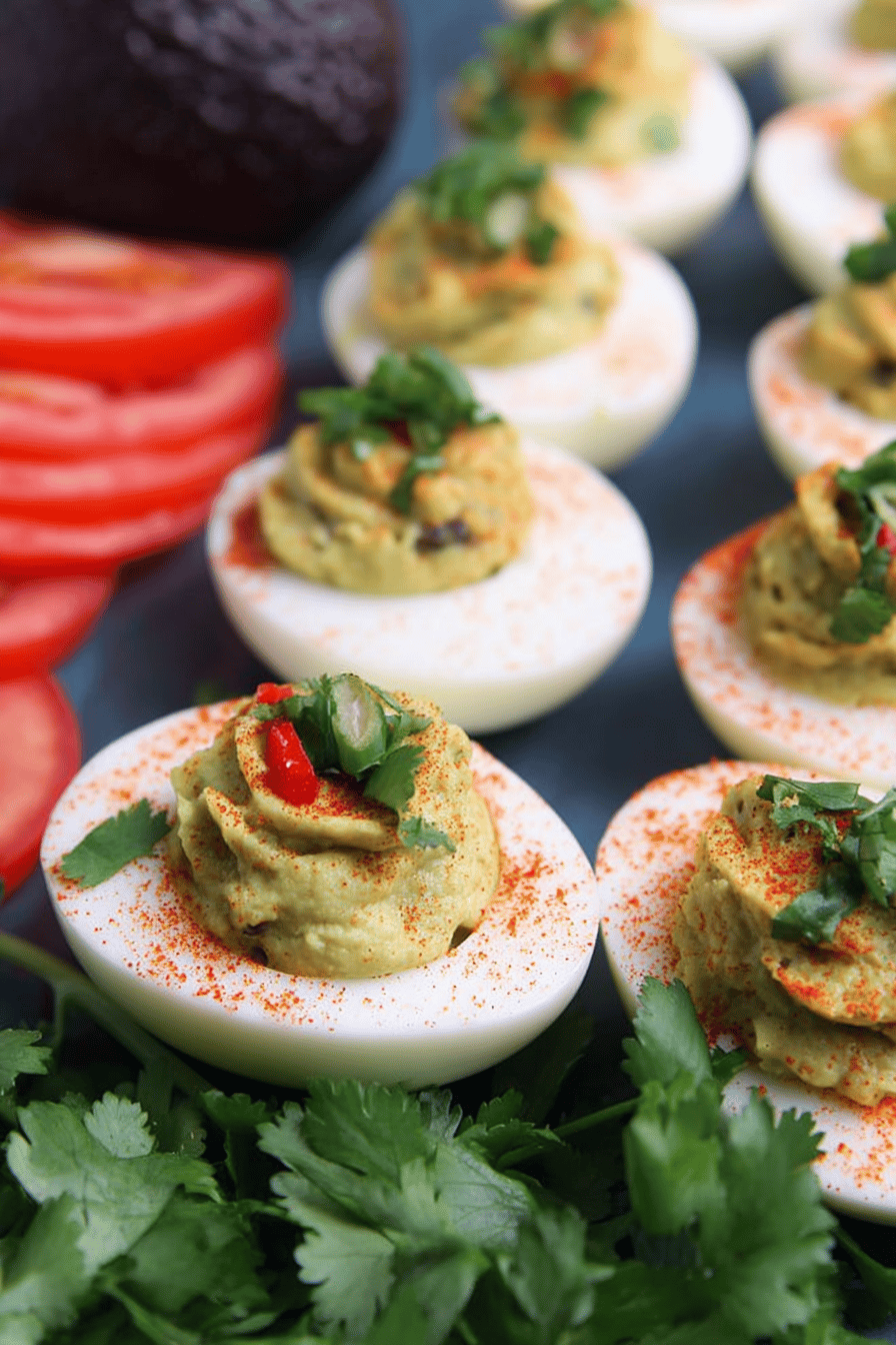 Avocado Guacamole Deviled Eggs