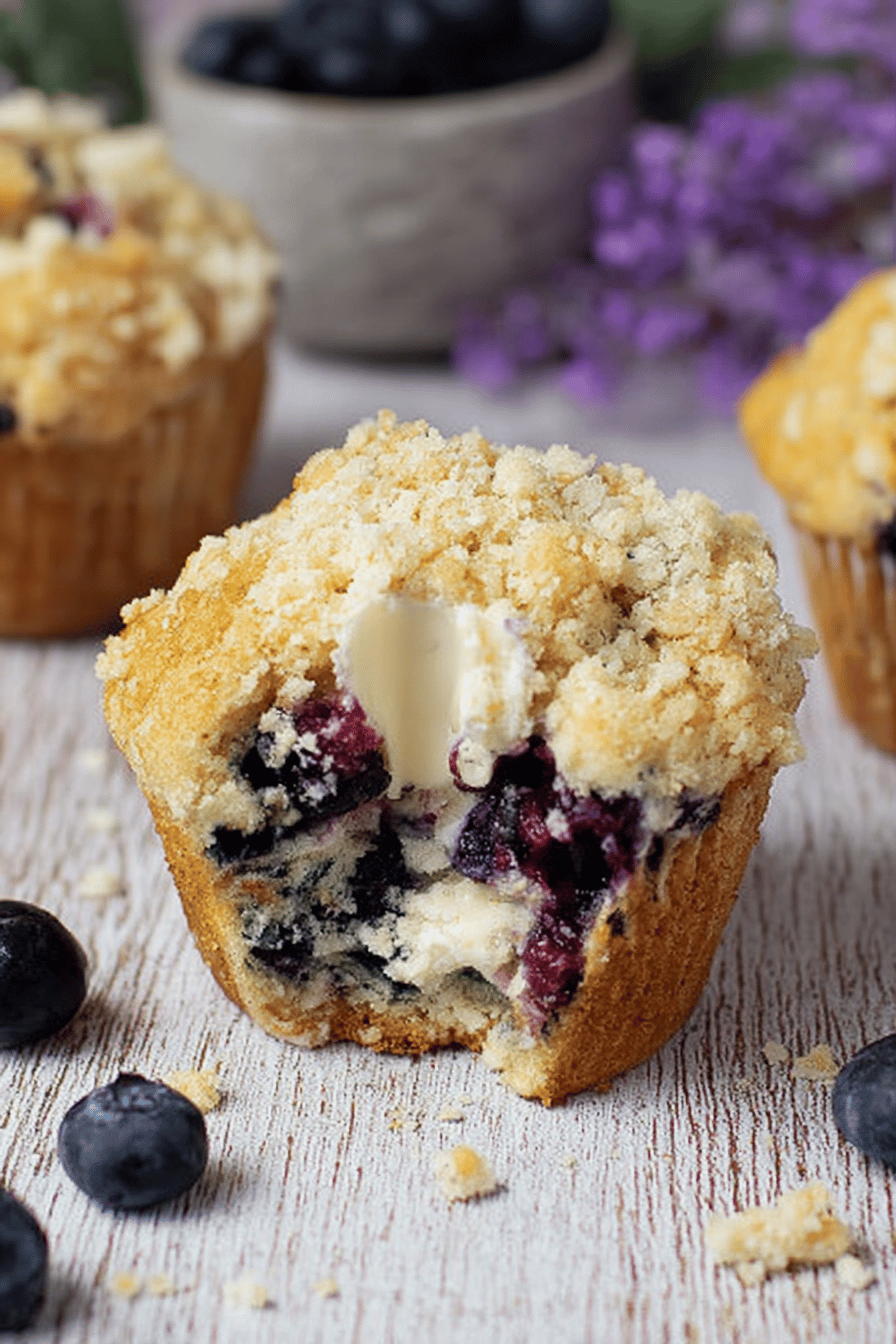 Blueberry Cream Cheese Streusel Muffins