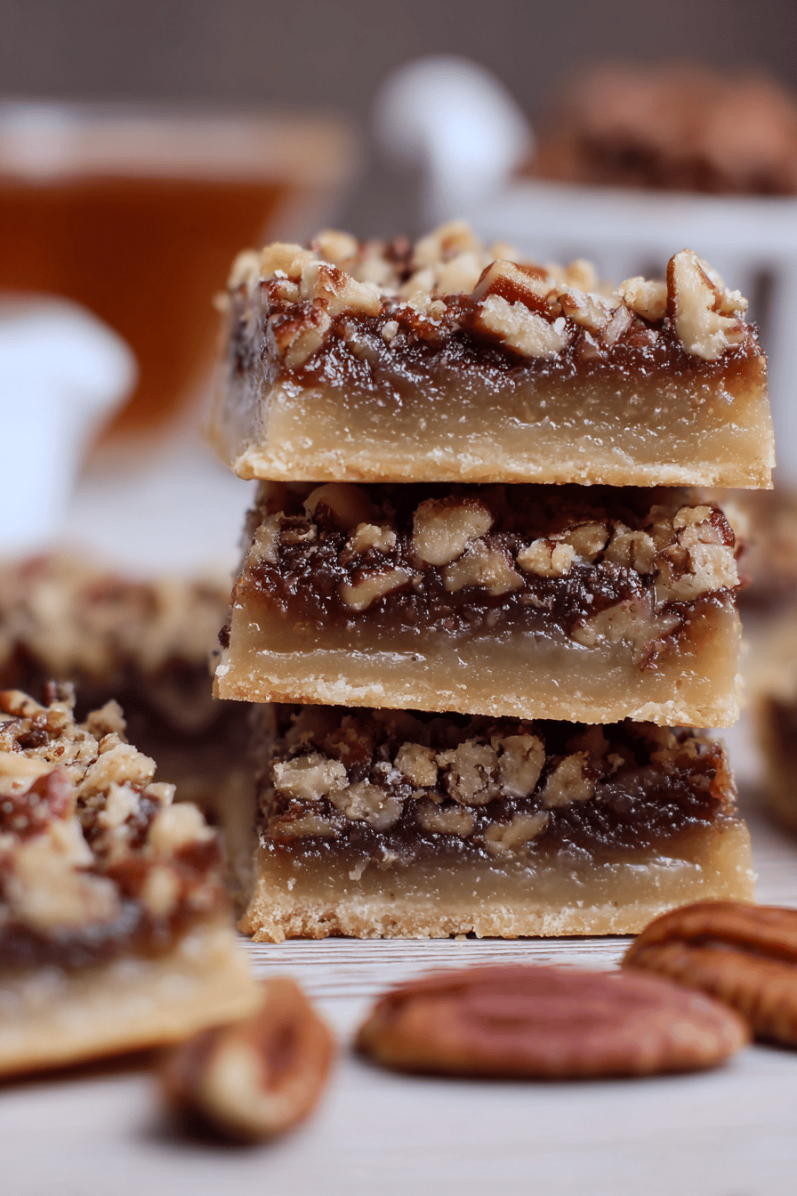 Buttery Pecan Pie Bars with Candied Crunch
