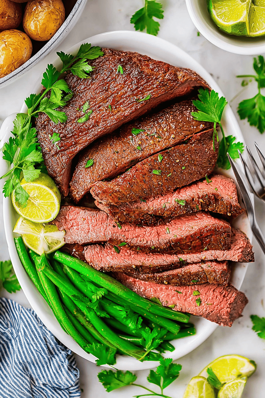 Cast Iron Flank Steak for Steakhouse Dinner
