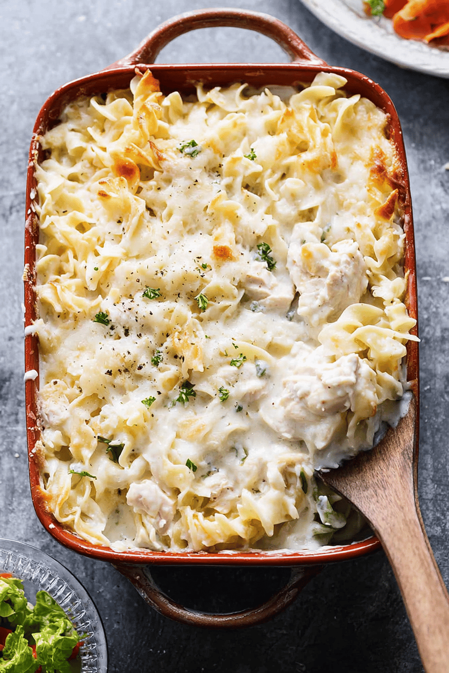 Cheesy Baked Chicken Noodle Casserole