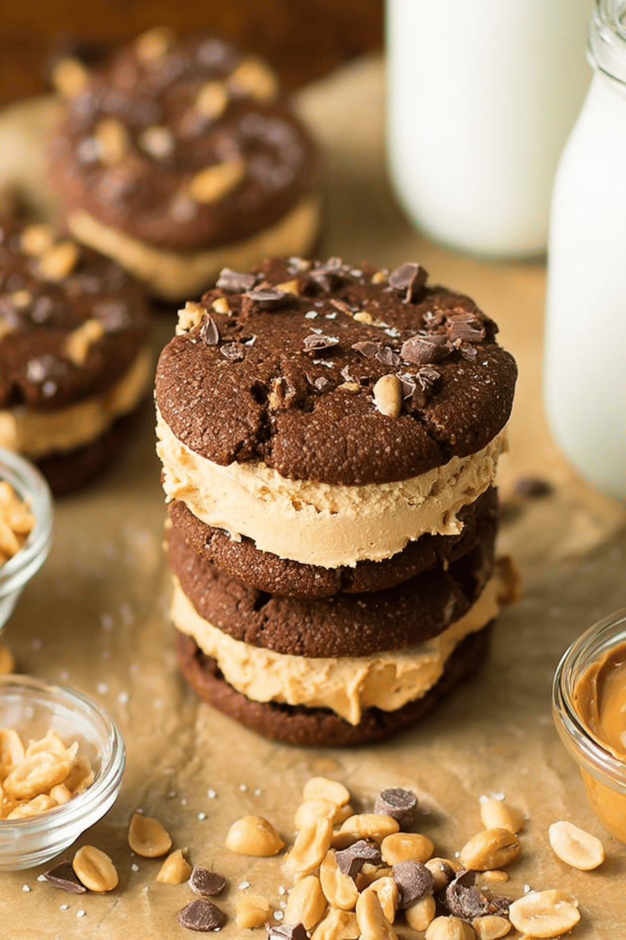 Chocolate Peanut Butter Cookie Sandwich Delight