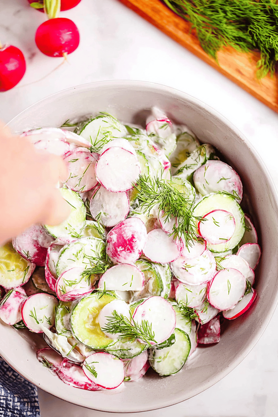 Creamy Cucumber Radish Salad with Dill and Garlic