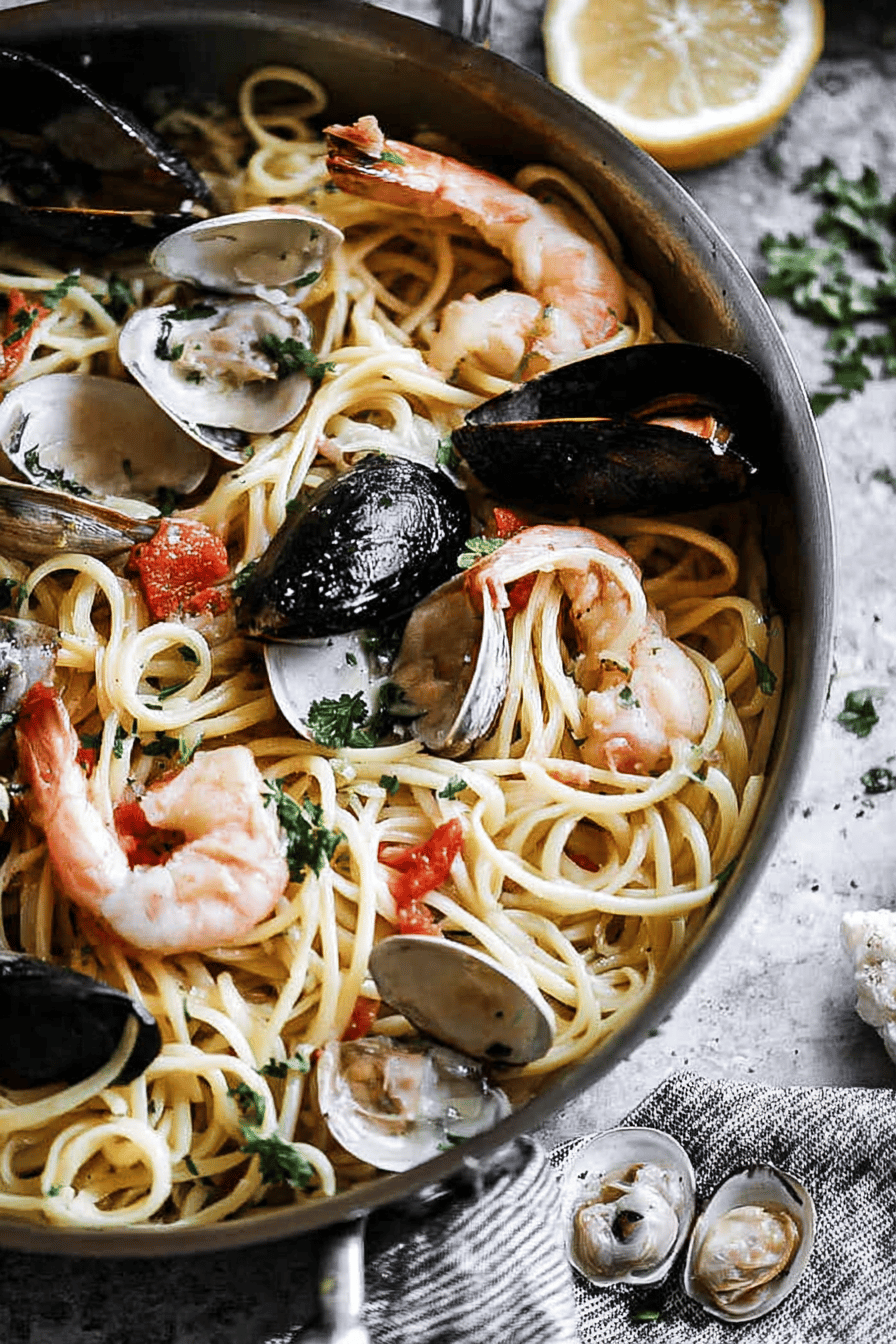 Creamy Seafood Pasta with Shrimp and Parmesan