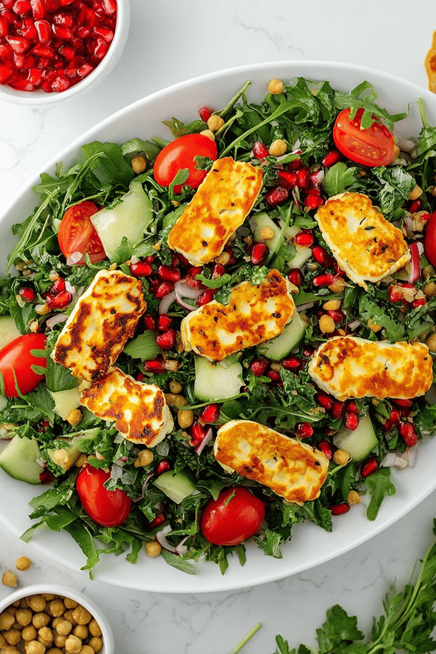 Crispy Fried Halloumi Salad with Tangy Vinaigrette