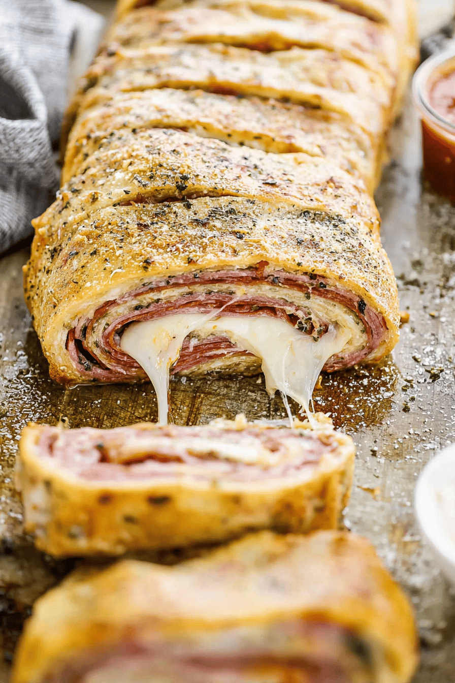 Easy Ham and Cheese Stromboli with Salami