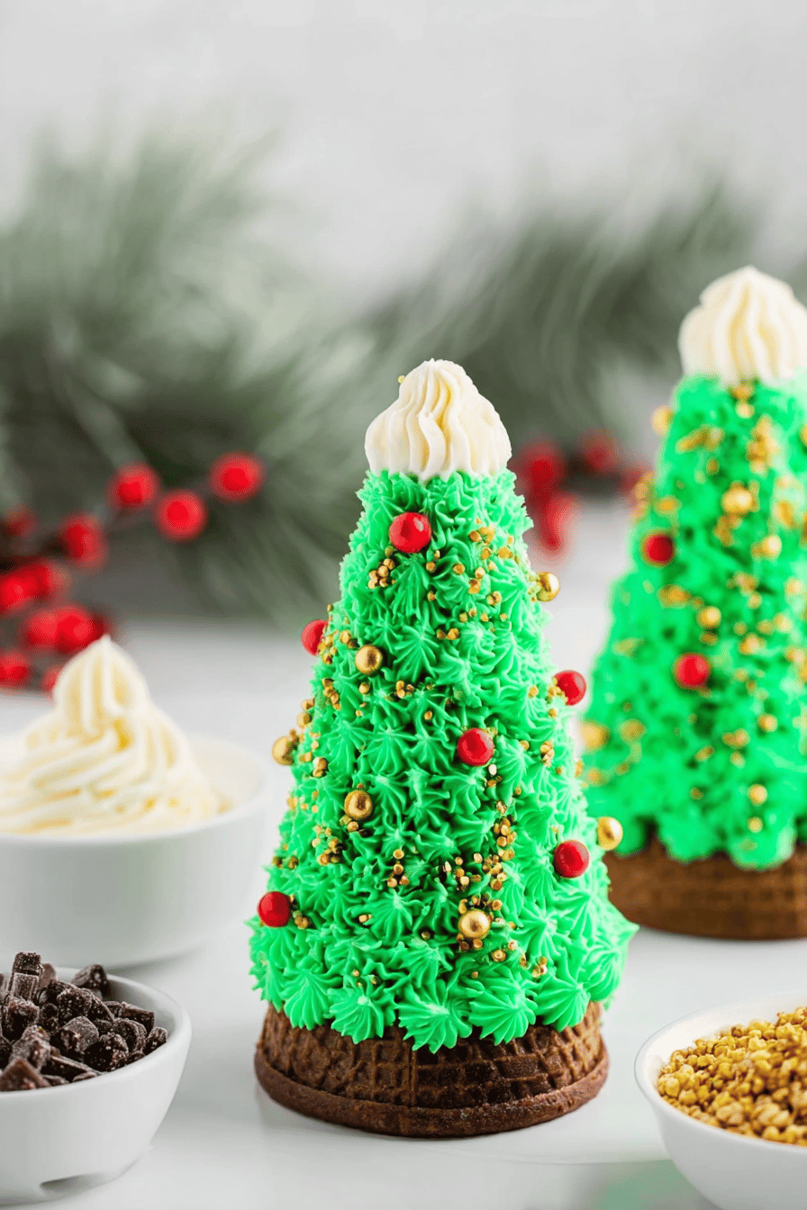 Festive Christmas Tree Cake Cone Treats for Kids