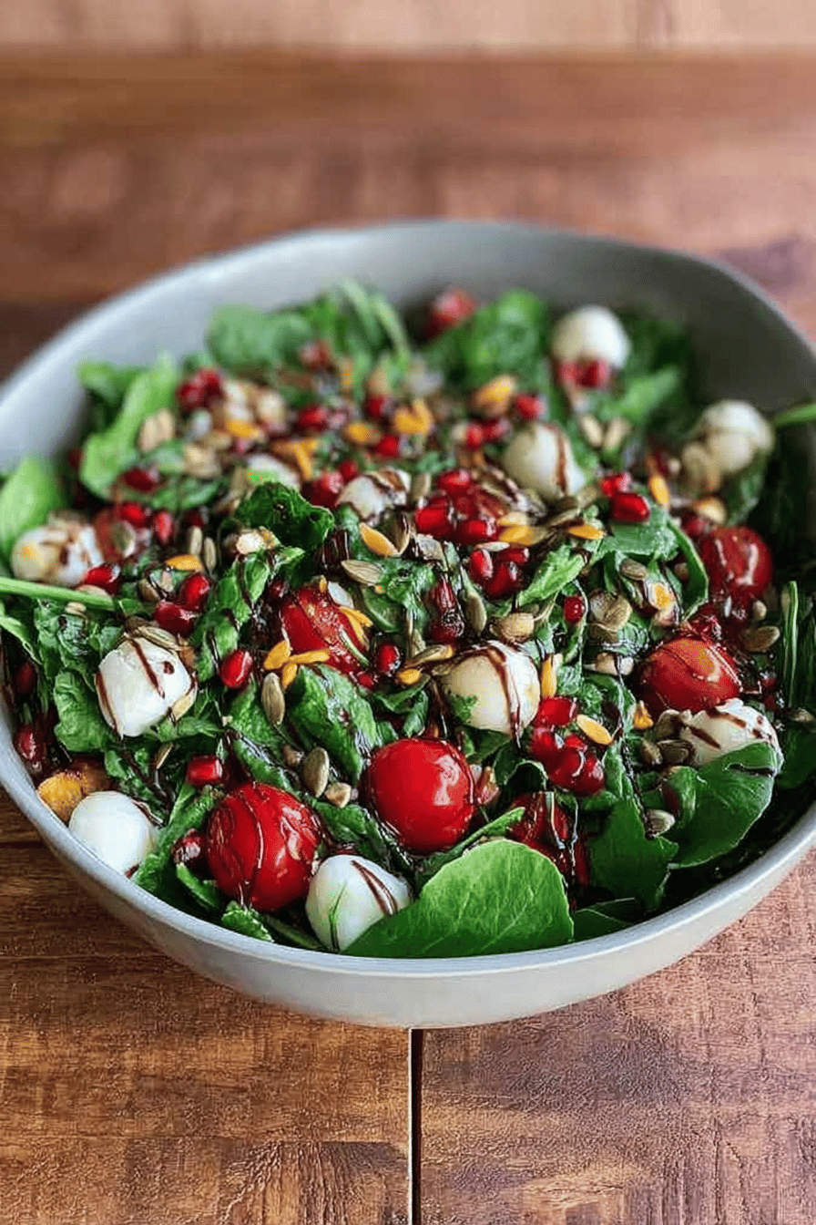 Festive Green Salad with Pomegranate and Tomatoes