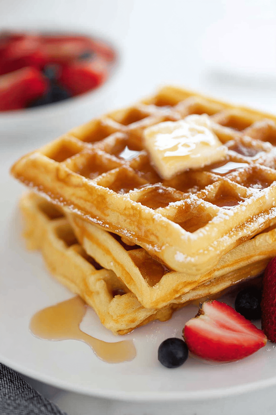 Fluffy Buttermilk Waffles with Crispy Edges