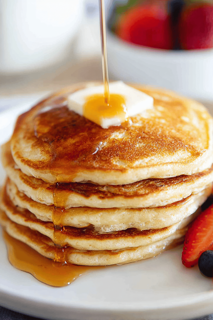 Fluffy Golden Sourdough Pancakes