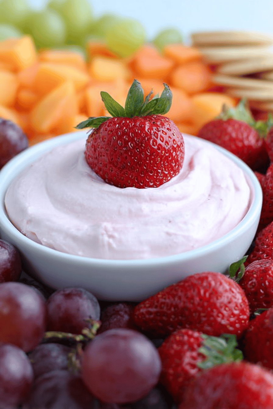Fluffy Strawberry Cream Cheese Fruit Dip