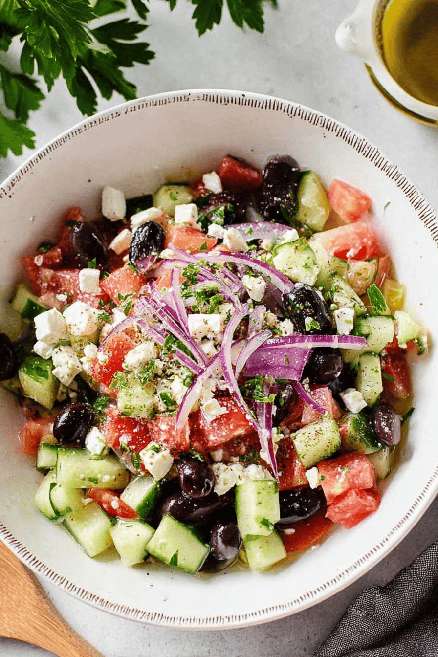 Fresh Greek Salad with Herby Dressing